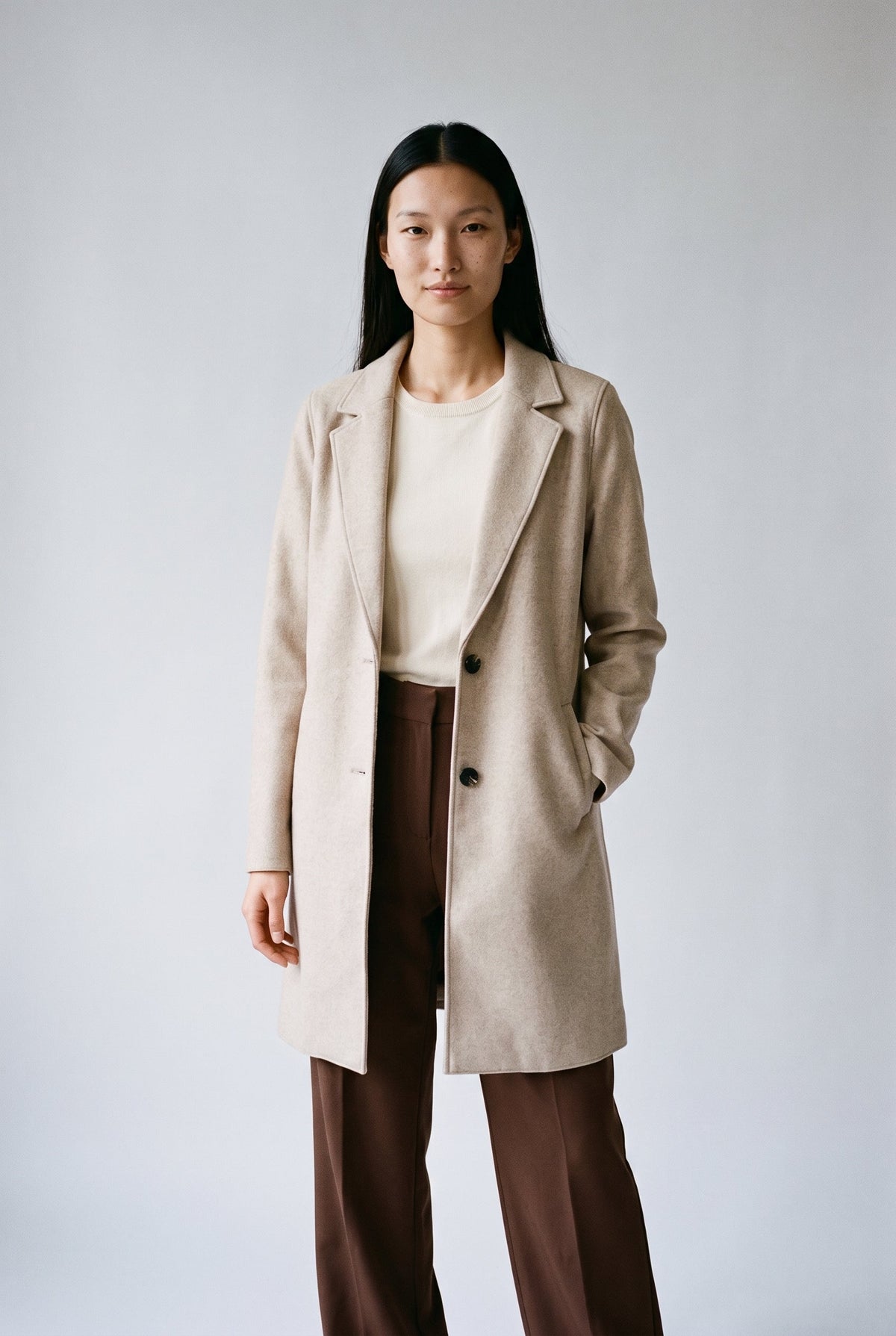 Onlcarrie Bonded Coat Otw Noos Humus Melange Only