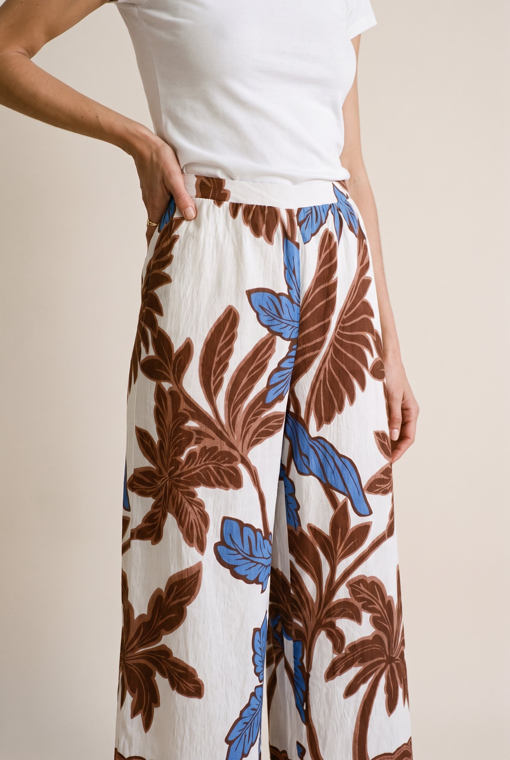 Elastic Smocked Halter Long Pants
