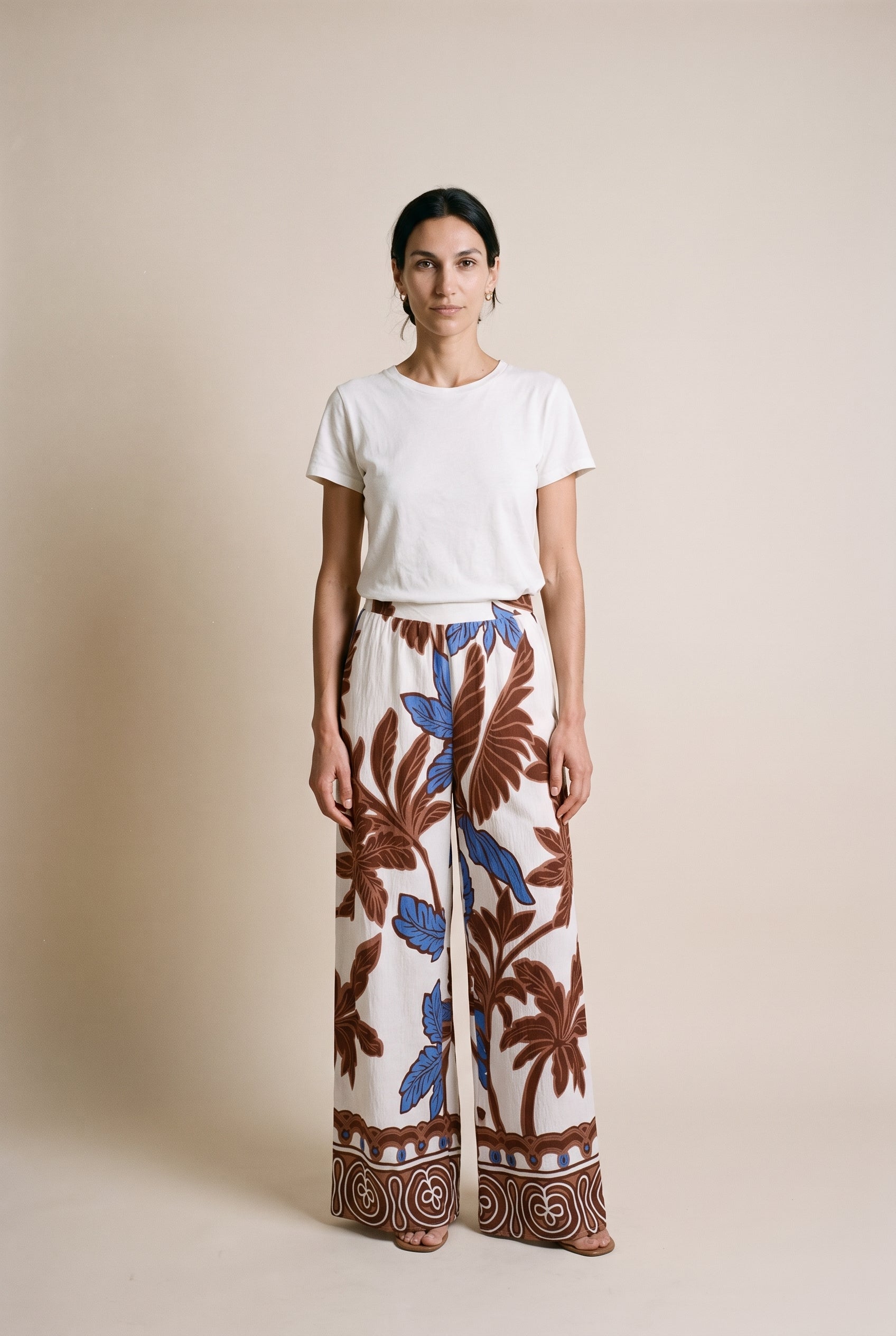 Elastic Smocked Halter Long Pants