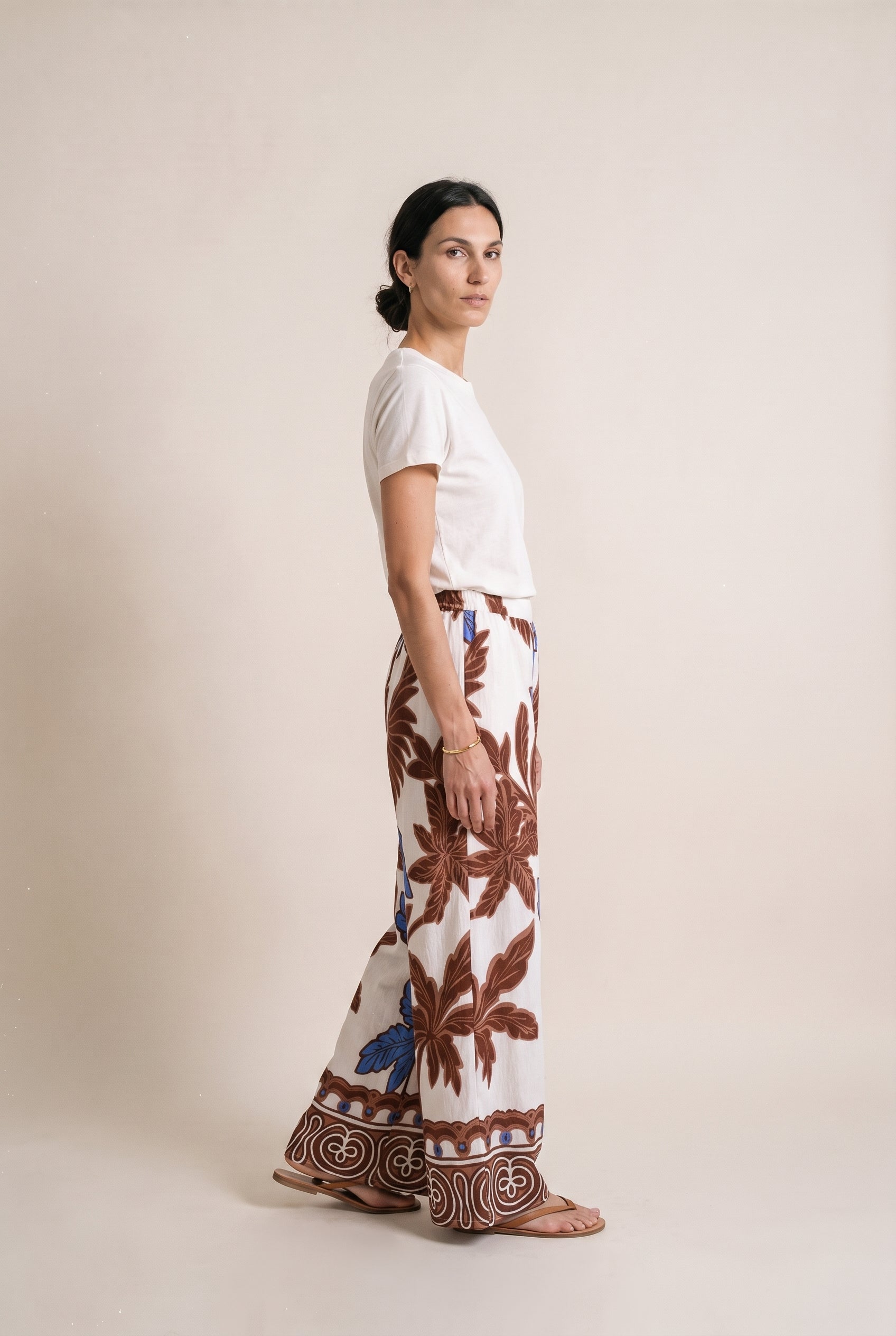 Elastic Smocked Halter Long Pants
