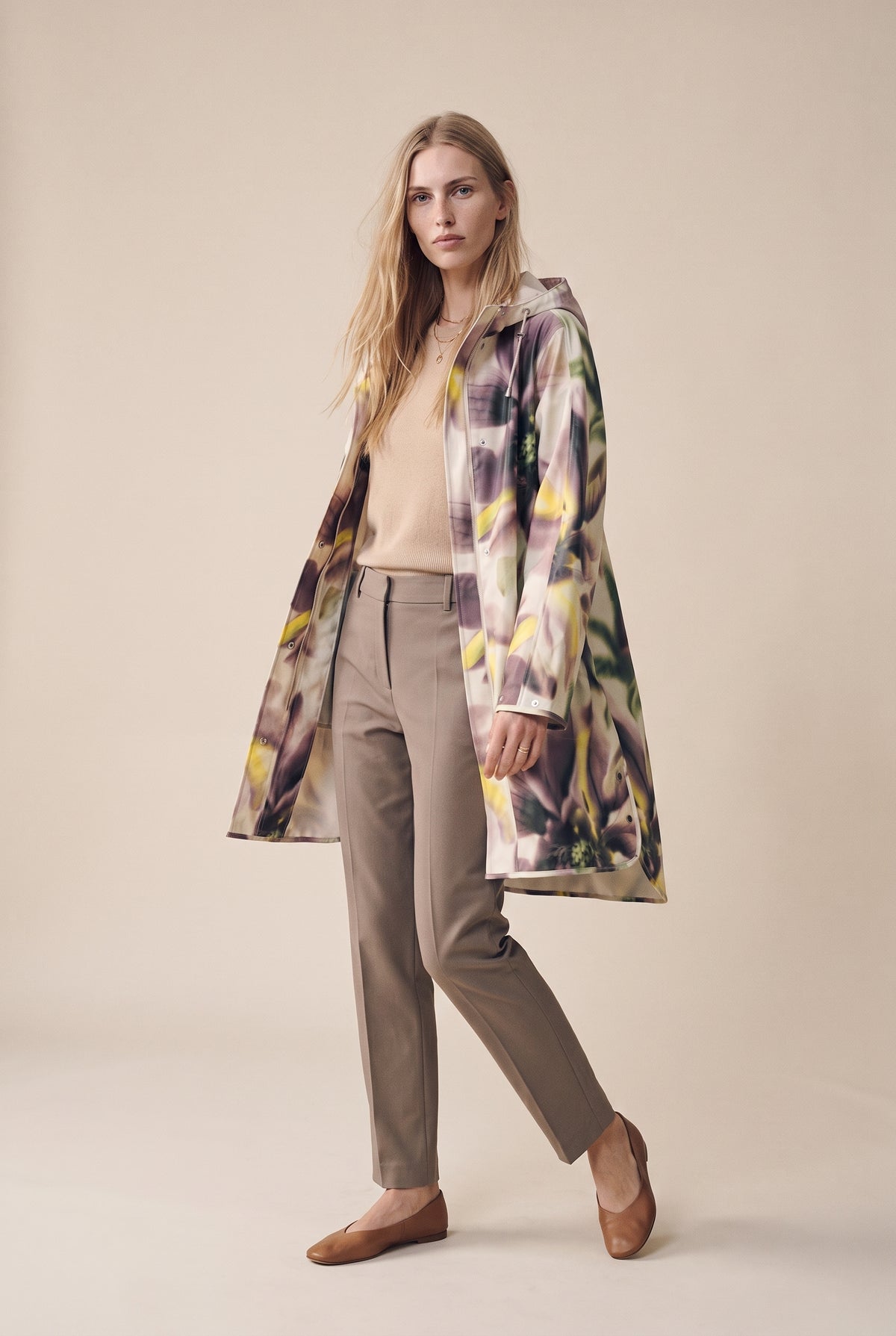 Hooded Raincoat Light Photoristic Flower