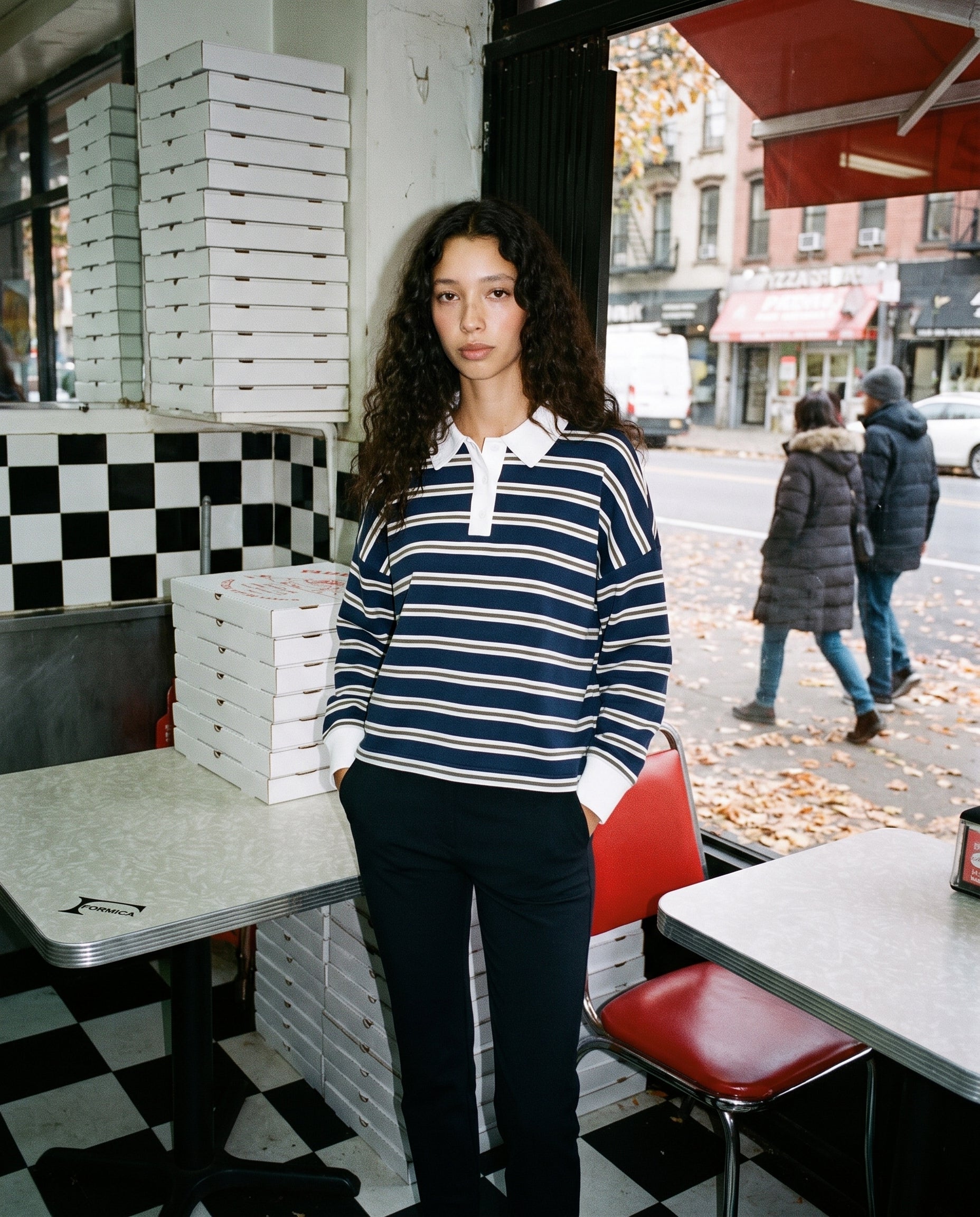Delta Recycled Knit Shirt Navy Stripe