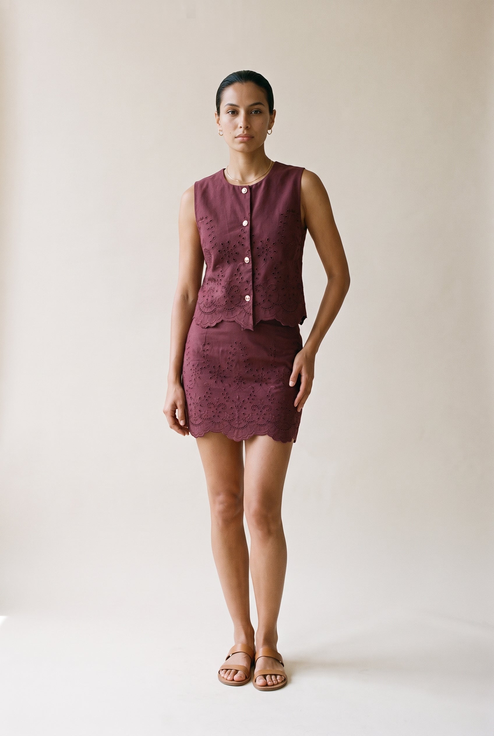 Onlreya S/L Bro Anglaise Waistcoat Pnt