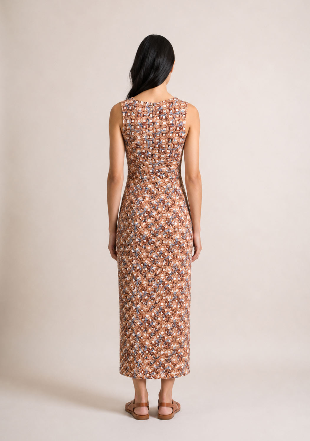Printed Textured Midi Dress