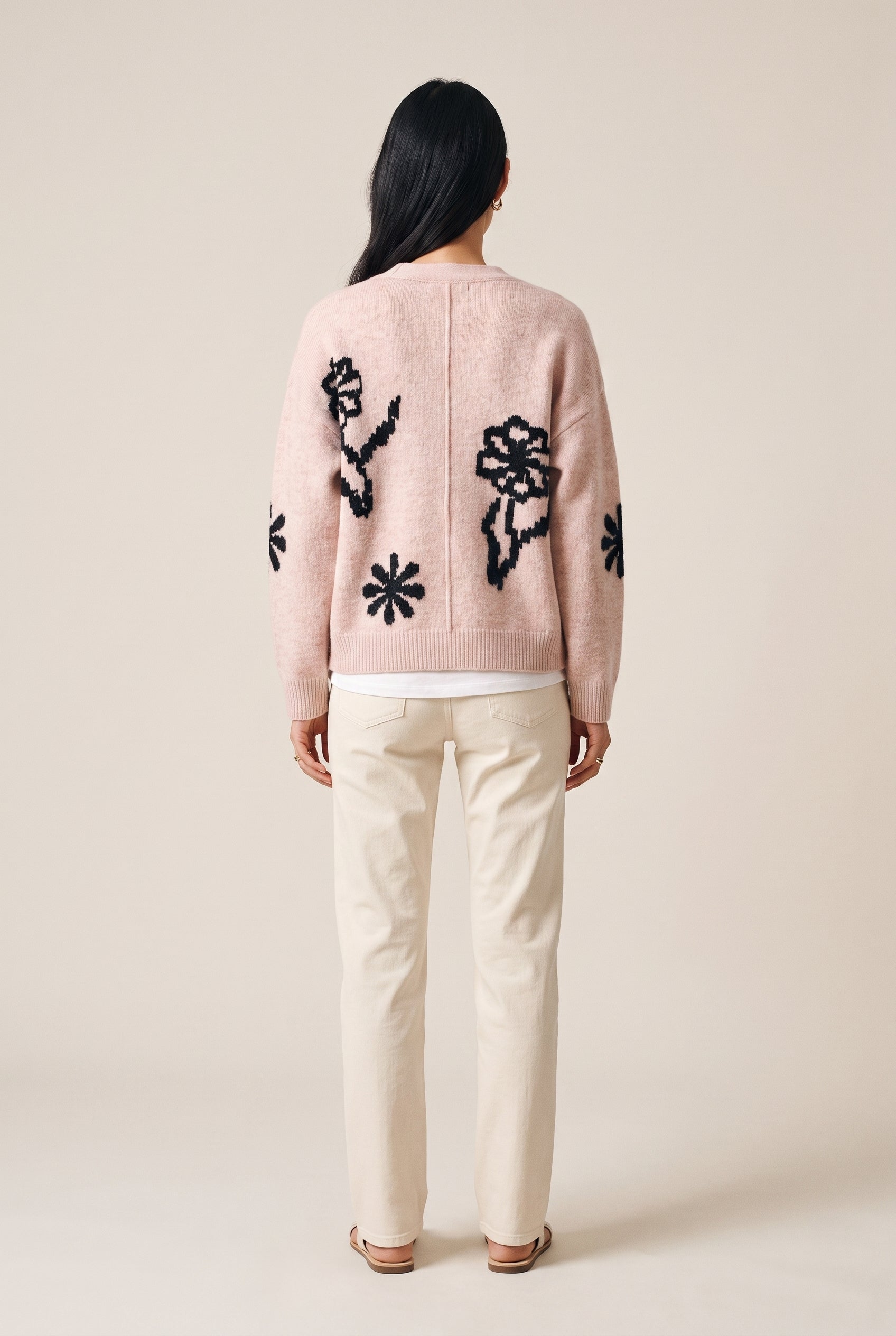 Intarsia Oversized-Fit Cardigan