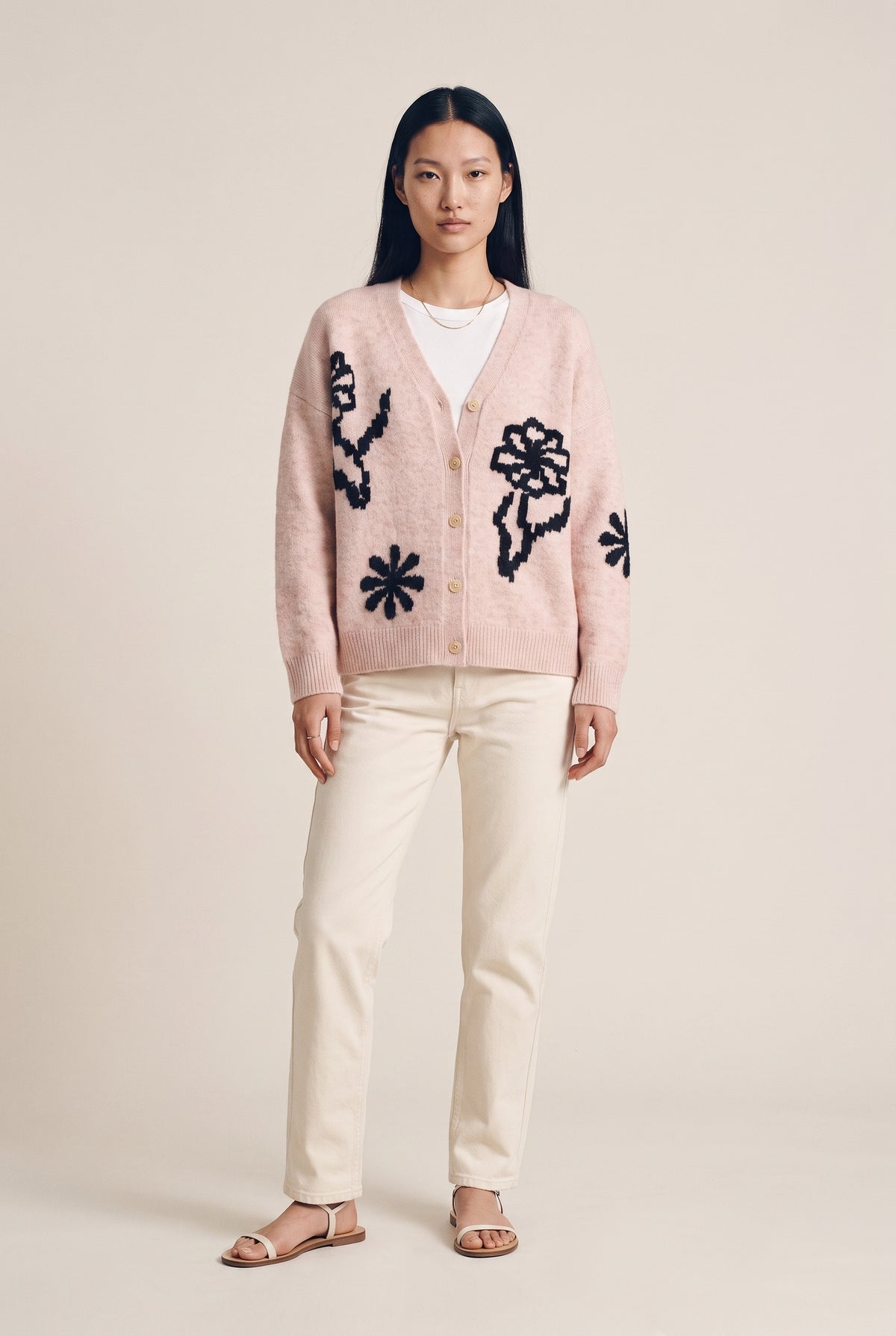 Intarsia Oversized-Fit Cardigan