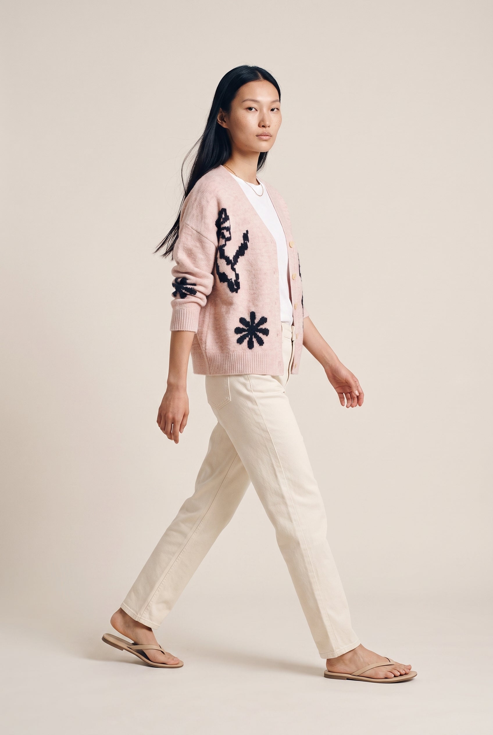 Intarsia Oversized-Fit Cardigan