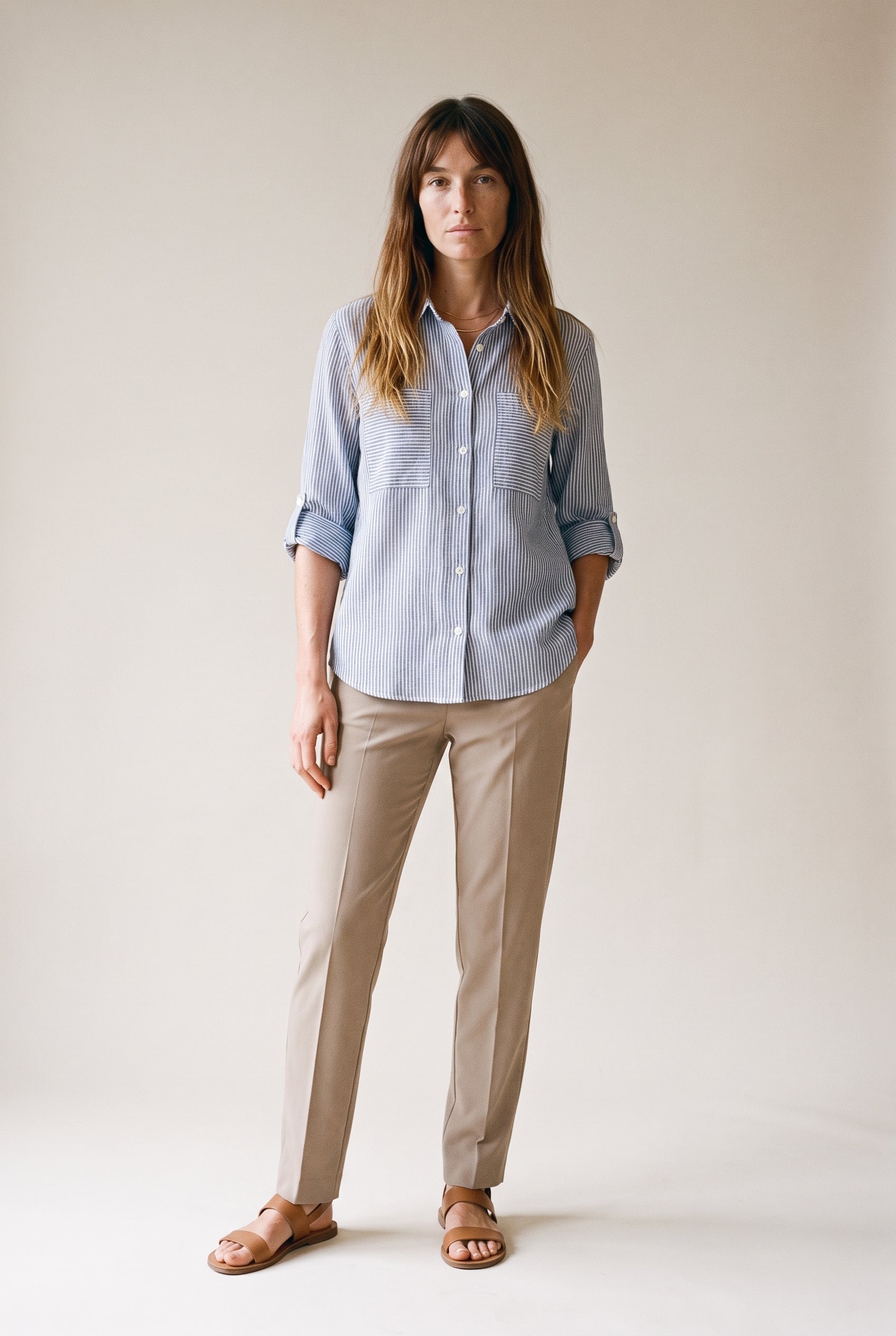 Moca Shirt Navy Stripe