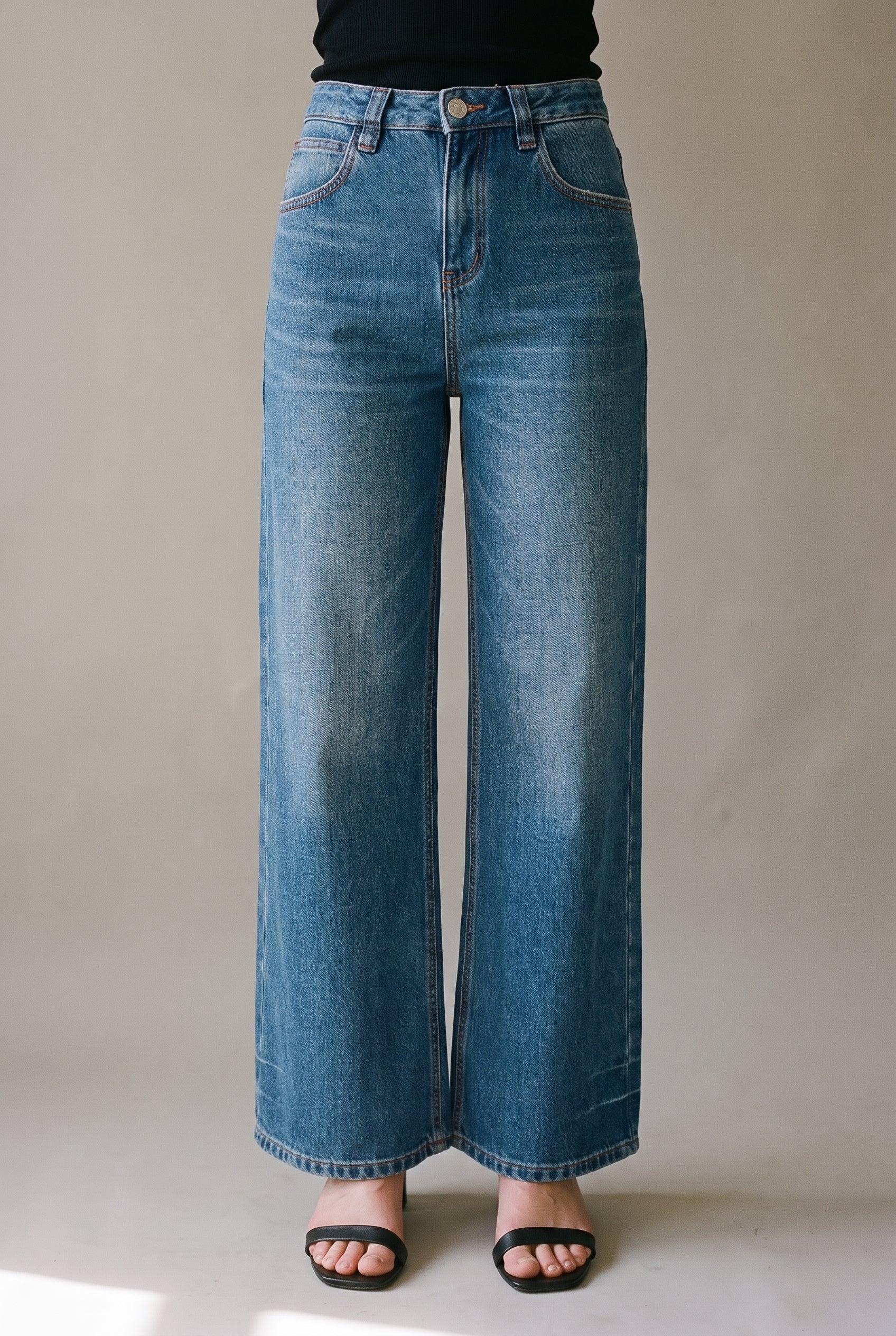 Structured Wide Leg Jean Denim Blue