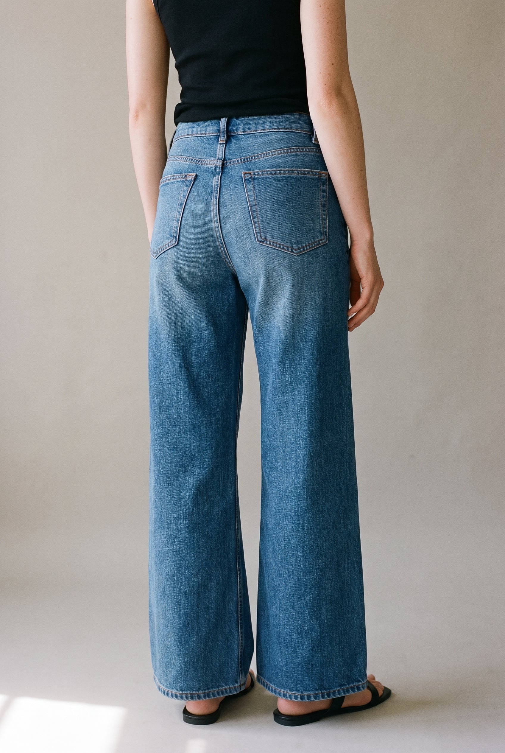 Structured Wide Leg Jean Denim Blue