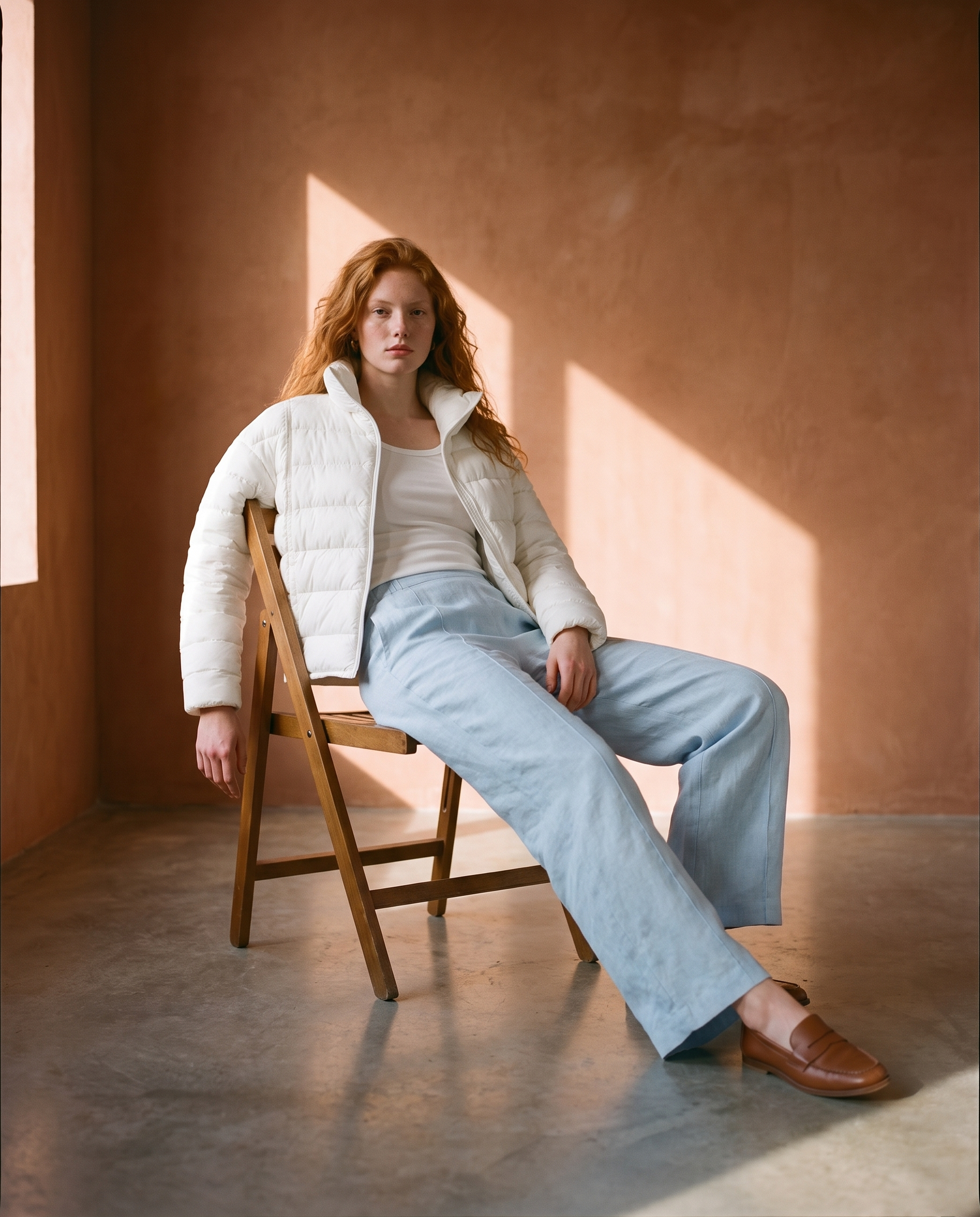 Doudoune courte beige