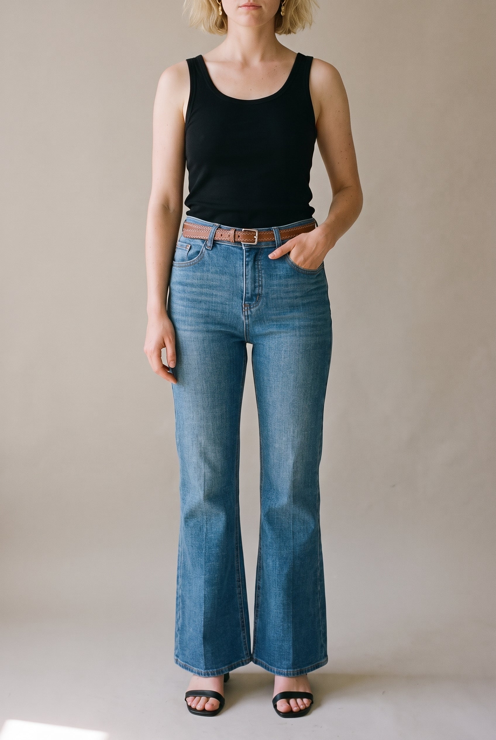 Jean évasé bleu denim