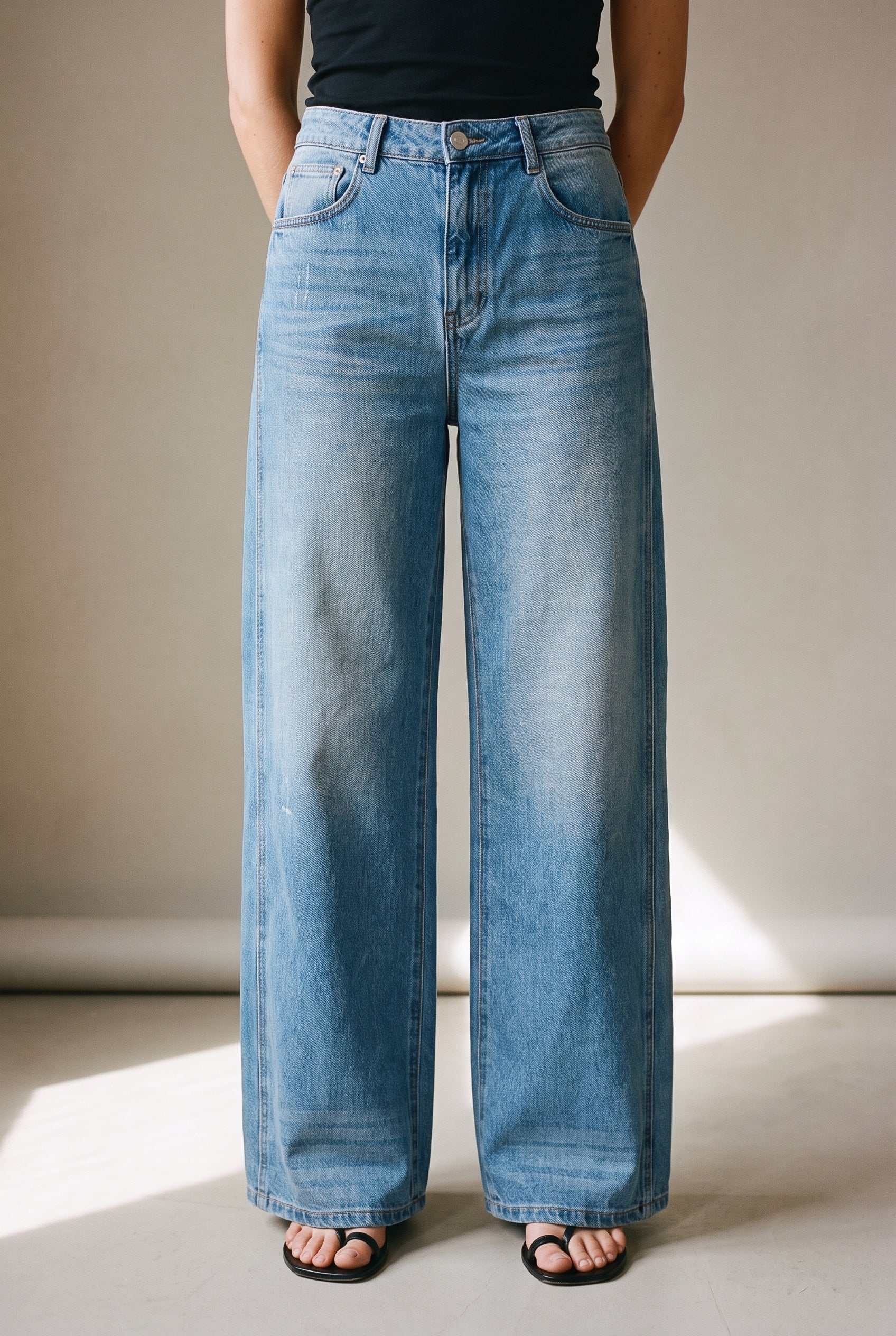 Relaxed Wide Leg Denim Denim Blue