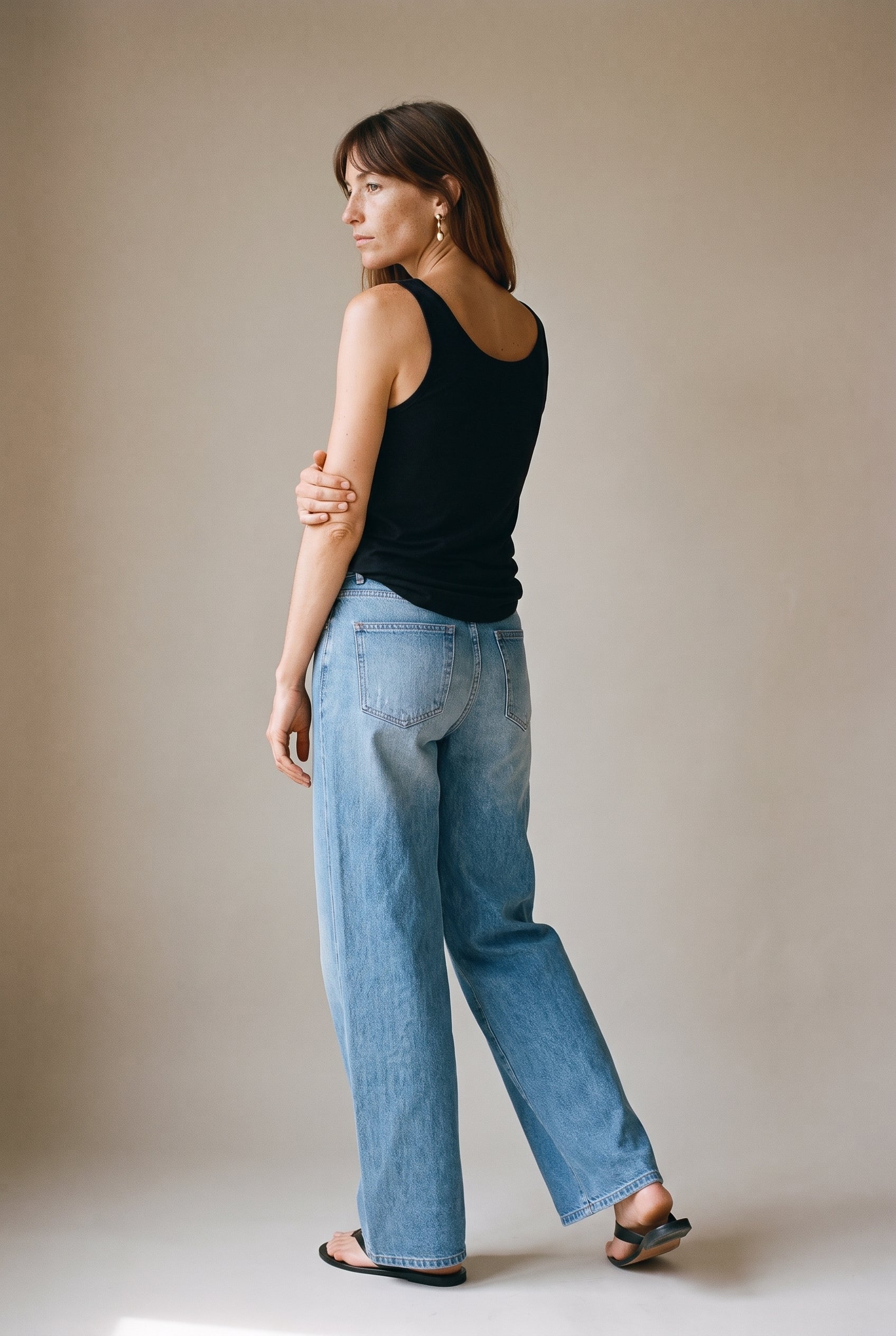 Jean ample à jambes larges bleu denim