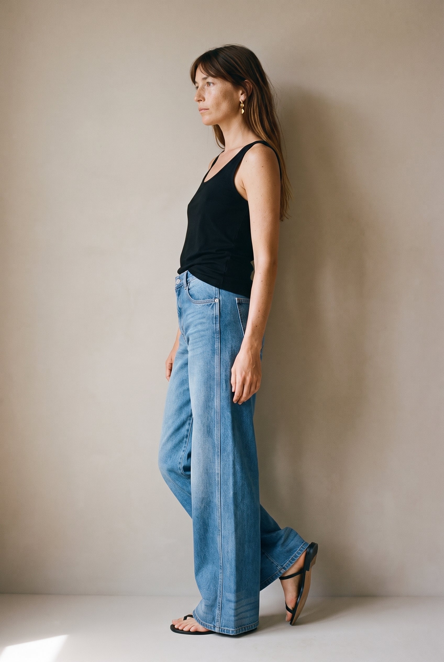 Jean ample à jambes larges bleu denim