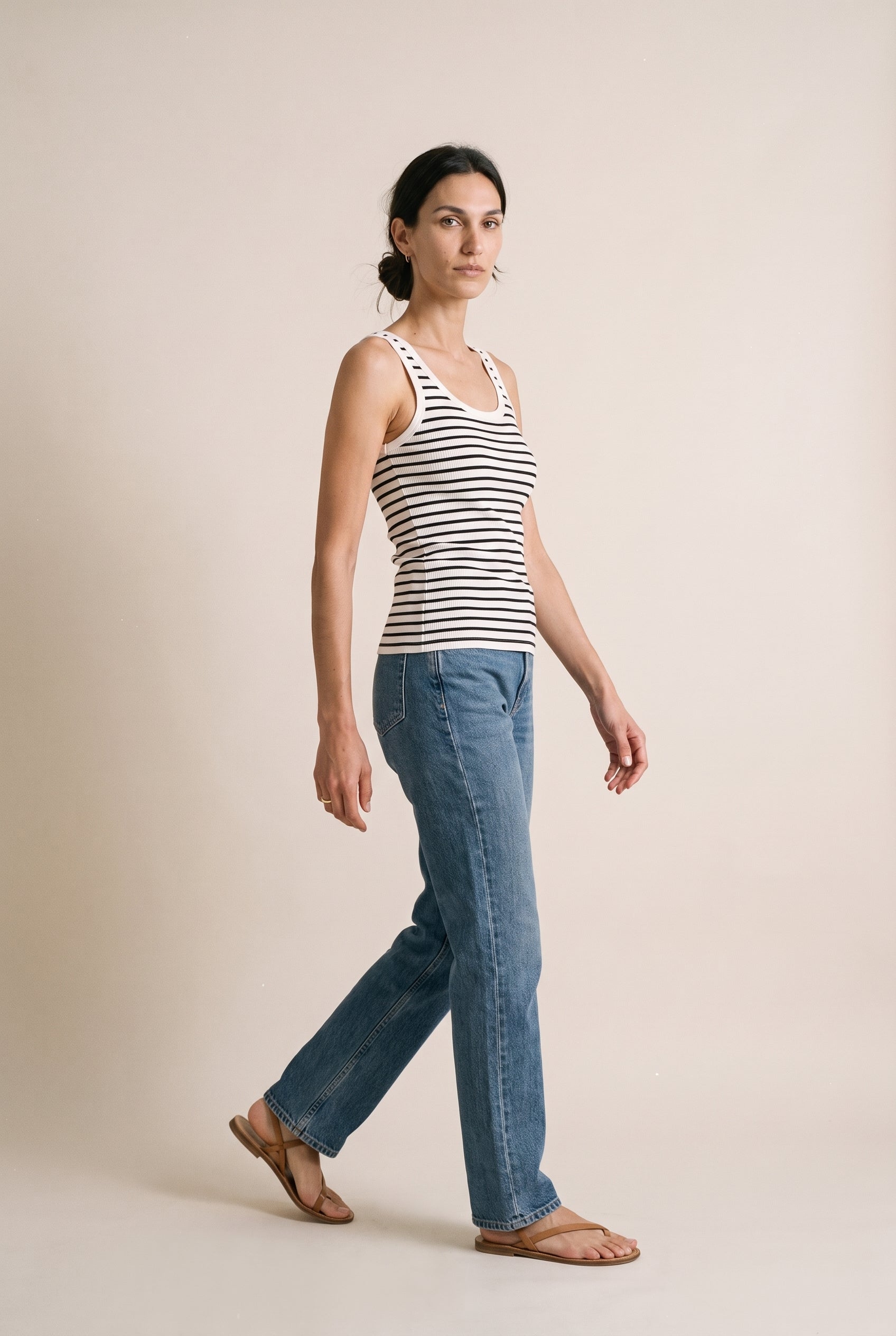 Fitted T- Shirt Black and White Stripes Black/White Stripes
