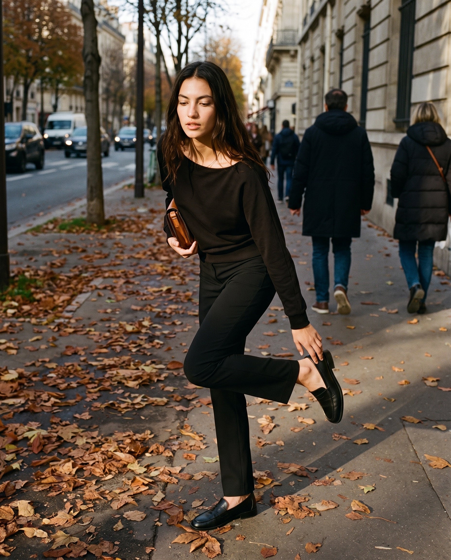 Long Sleeve Twist Hem Top Black