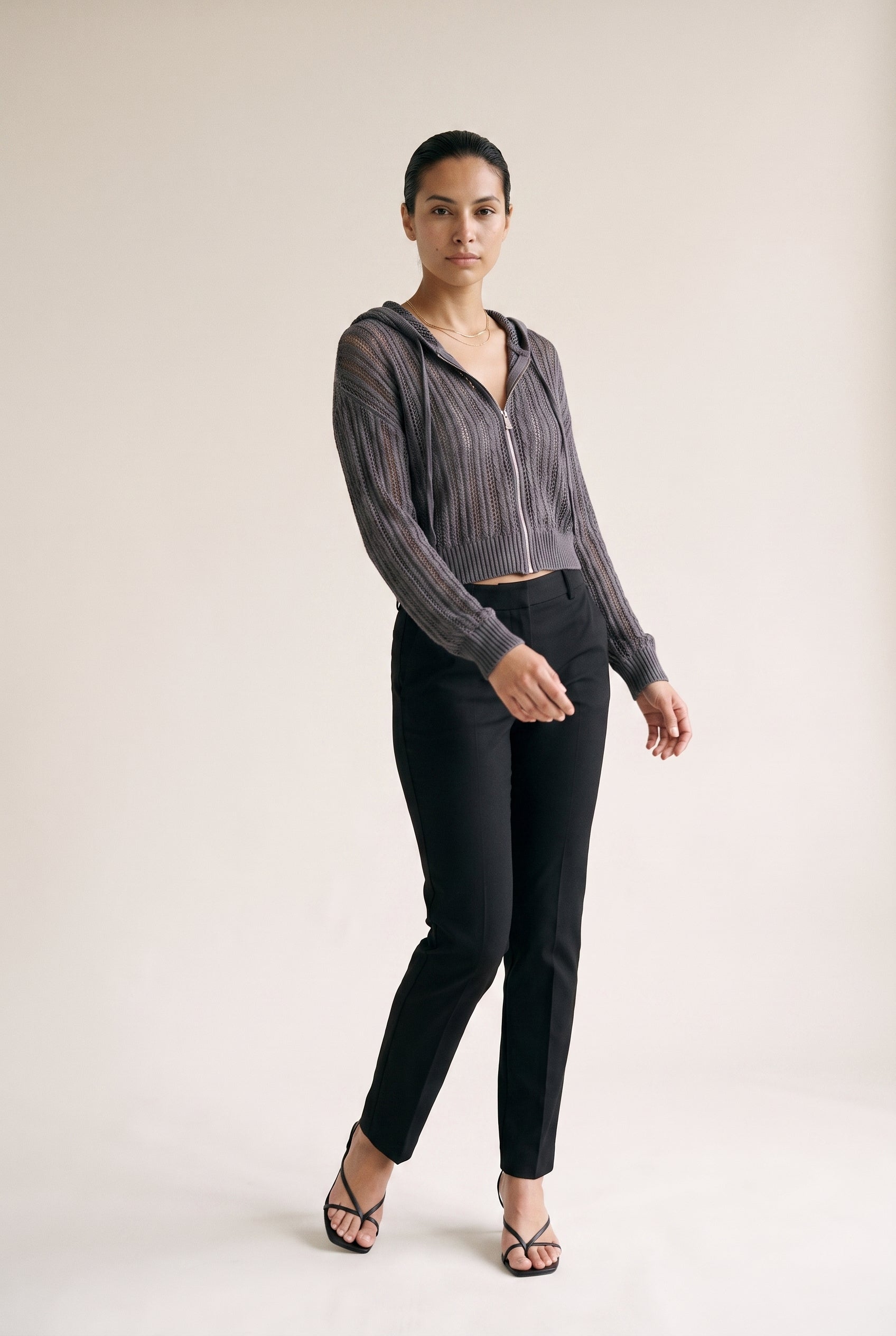 Hooded Zip Top Black