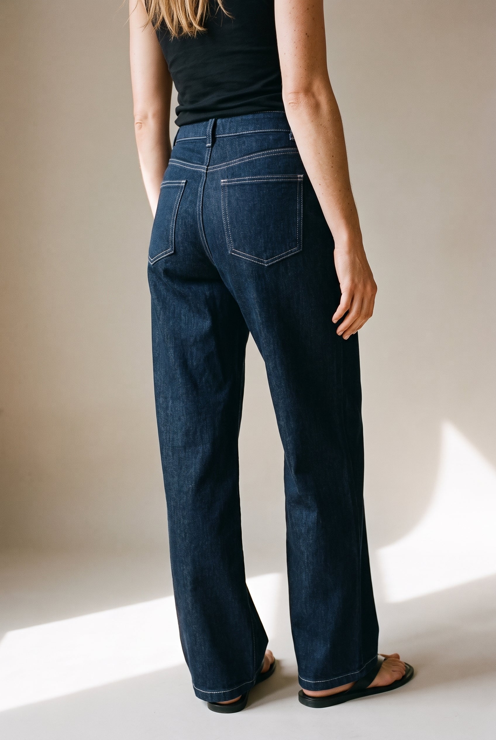 Wide Leg Denim Pants Denim Blue