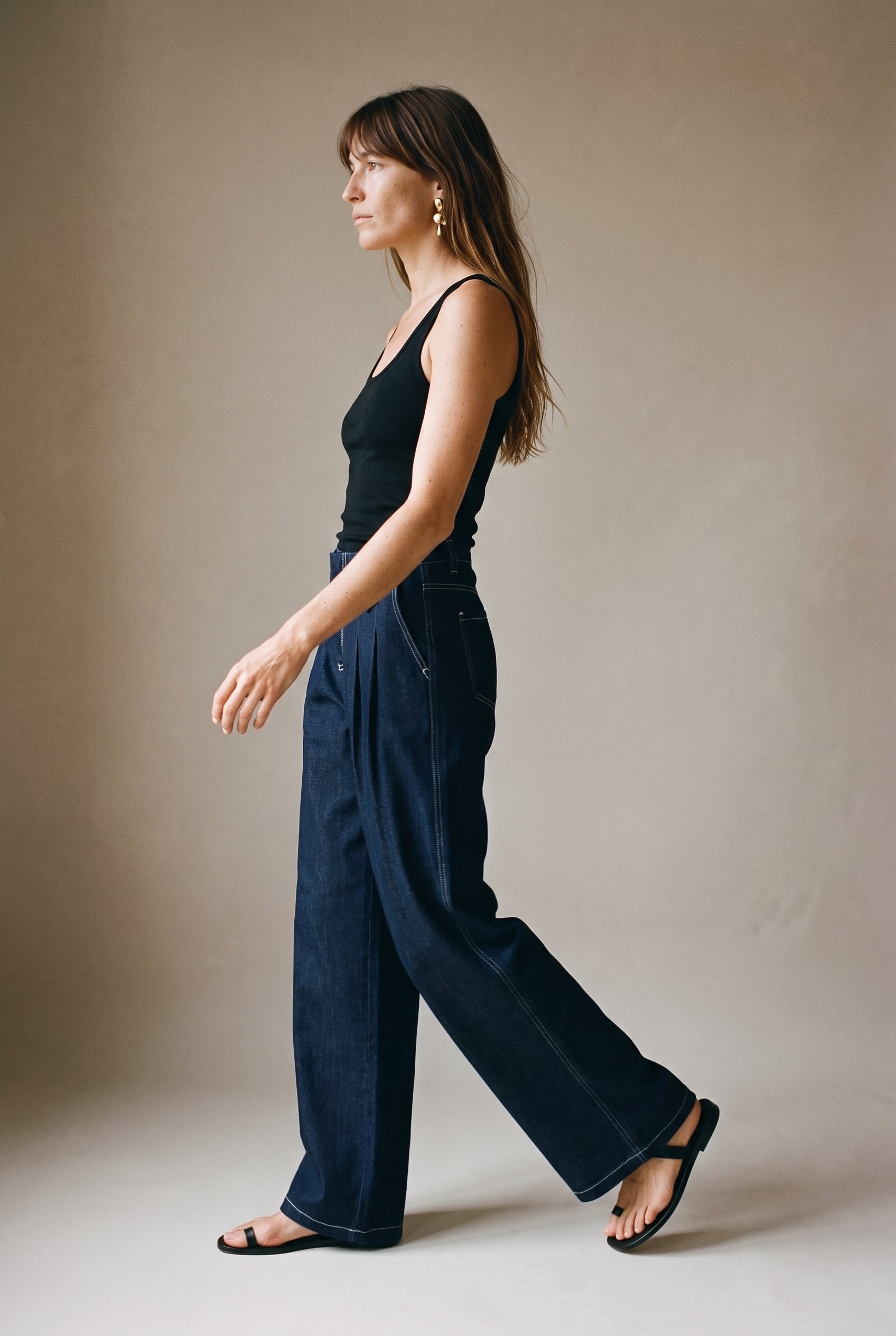 Wide Leg Denim Pants Denim Blue