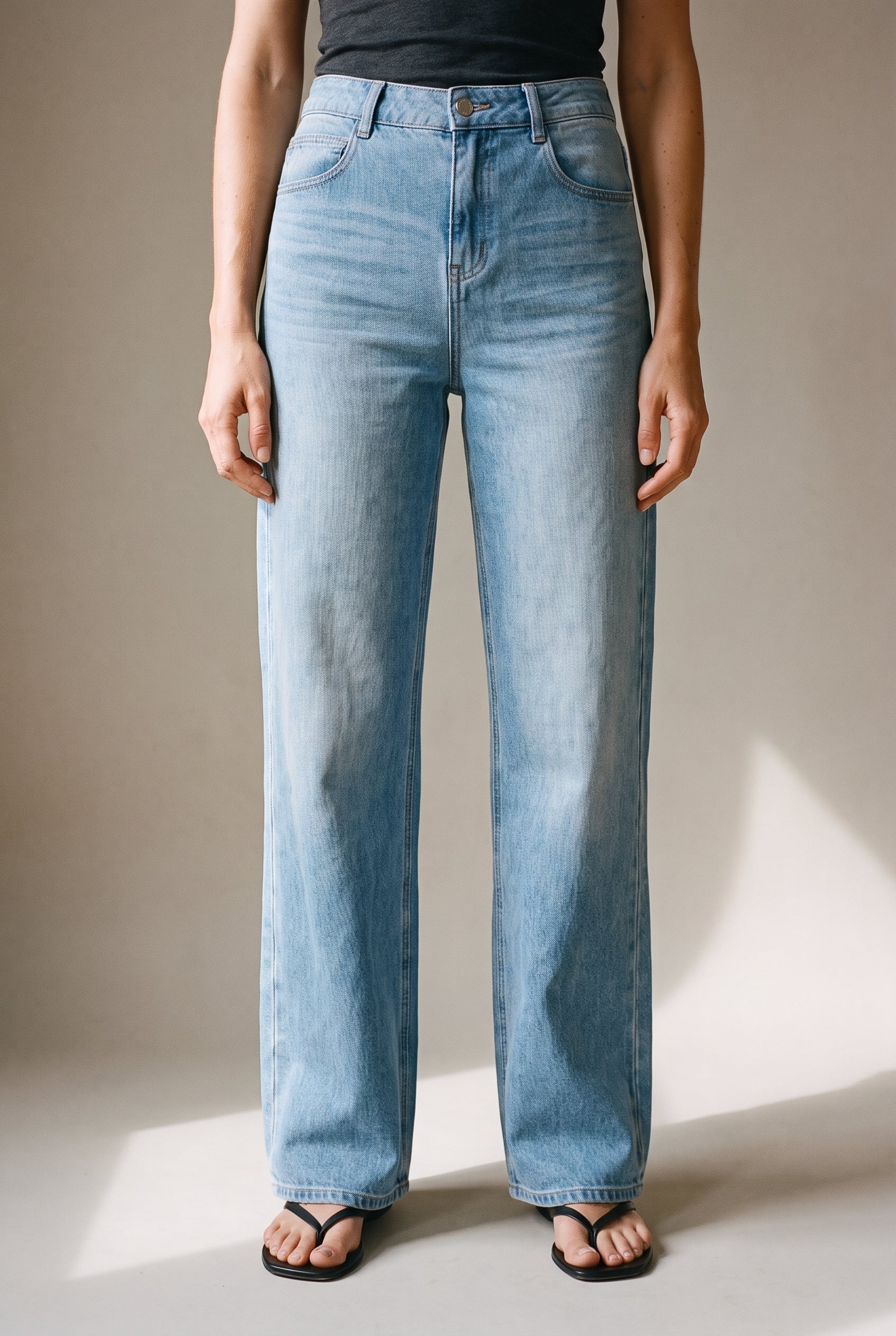 Soft Flare Wide Leg Jeans Denim Blue