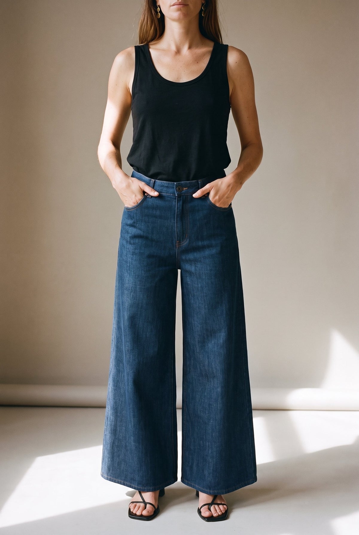 Essential Wide Leg Pants Blue 29 28