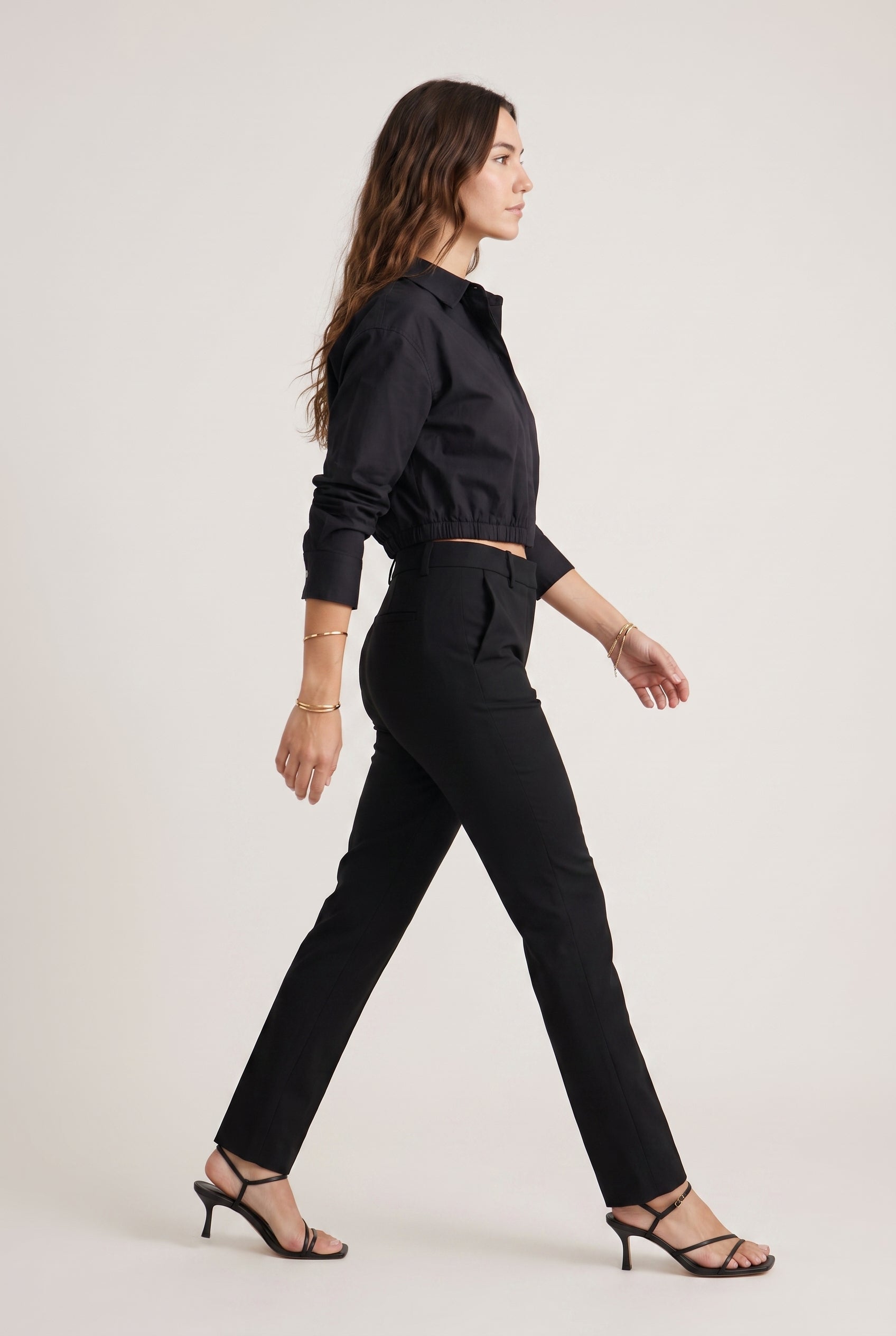 Cropped Button-Up Jacket Black