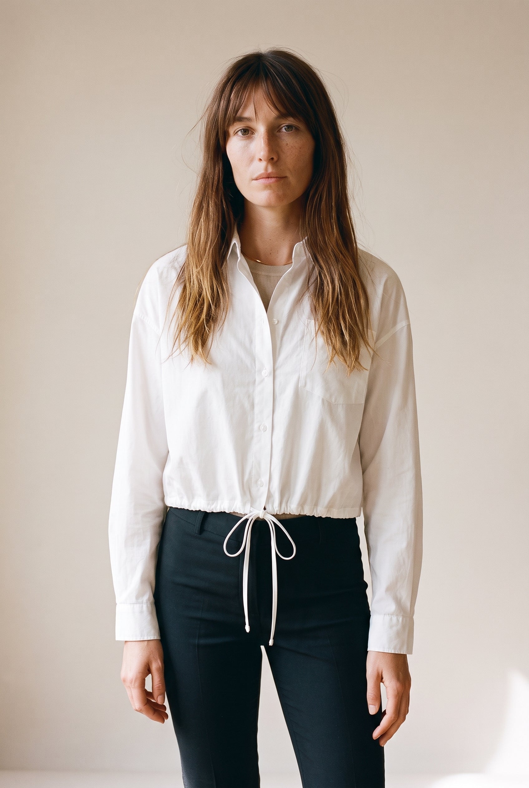 Button-Up Shirt with Ties White