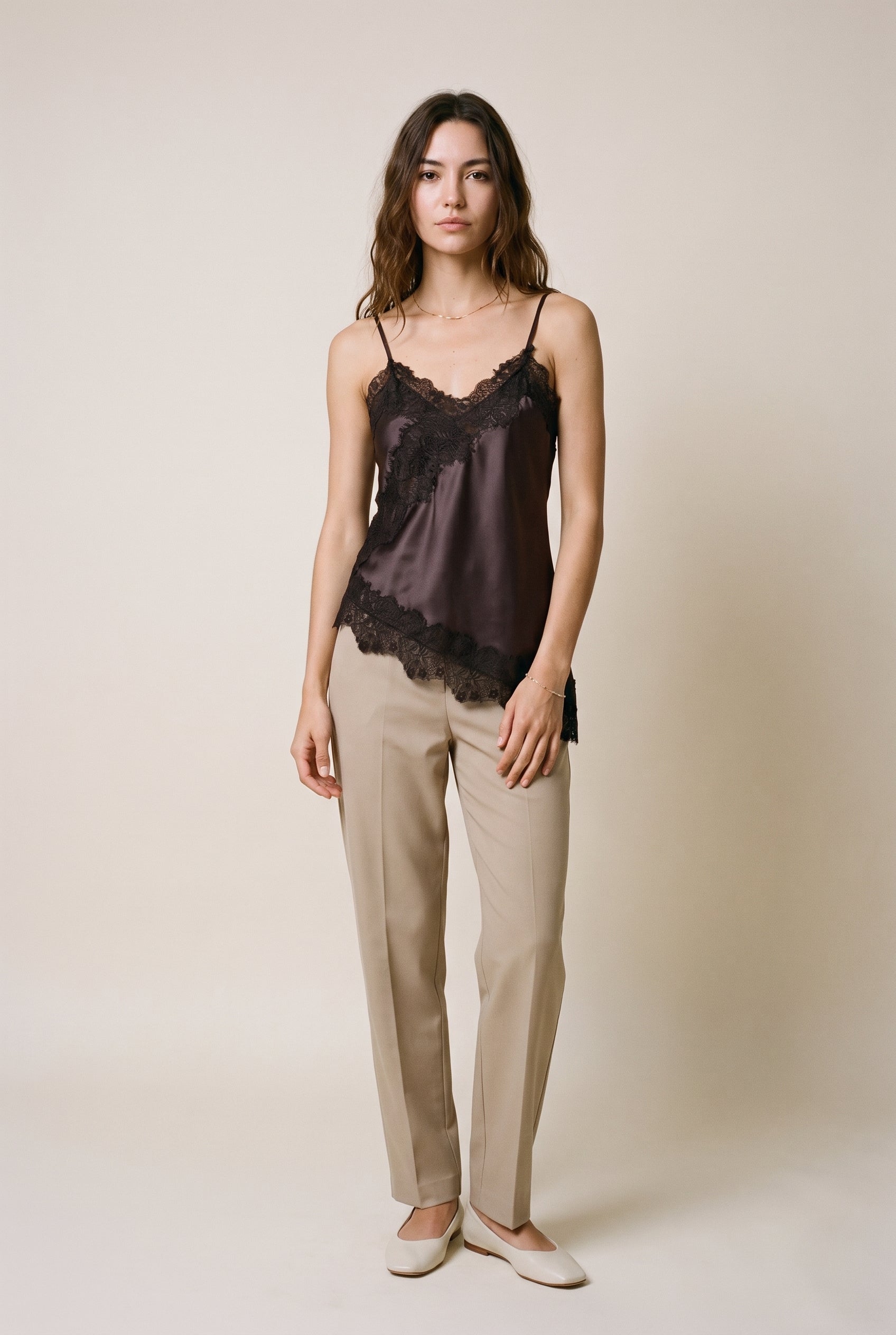 Onlindona Strap Satin Lace Top Wvn