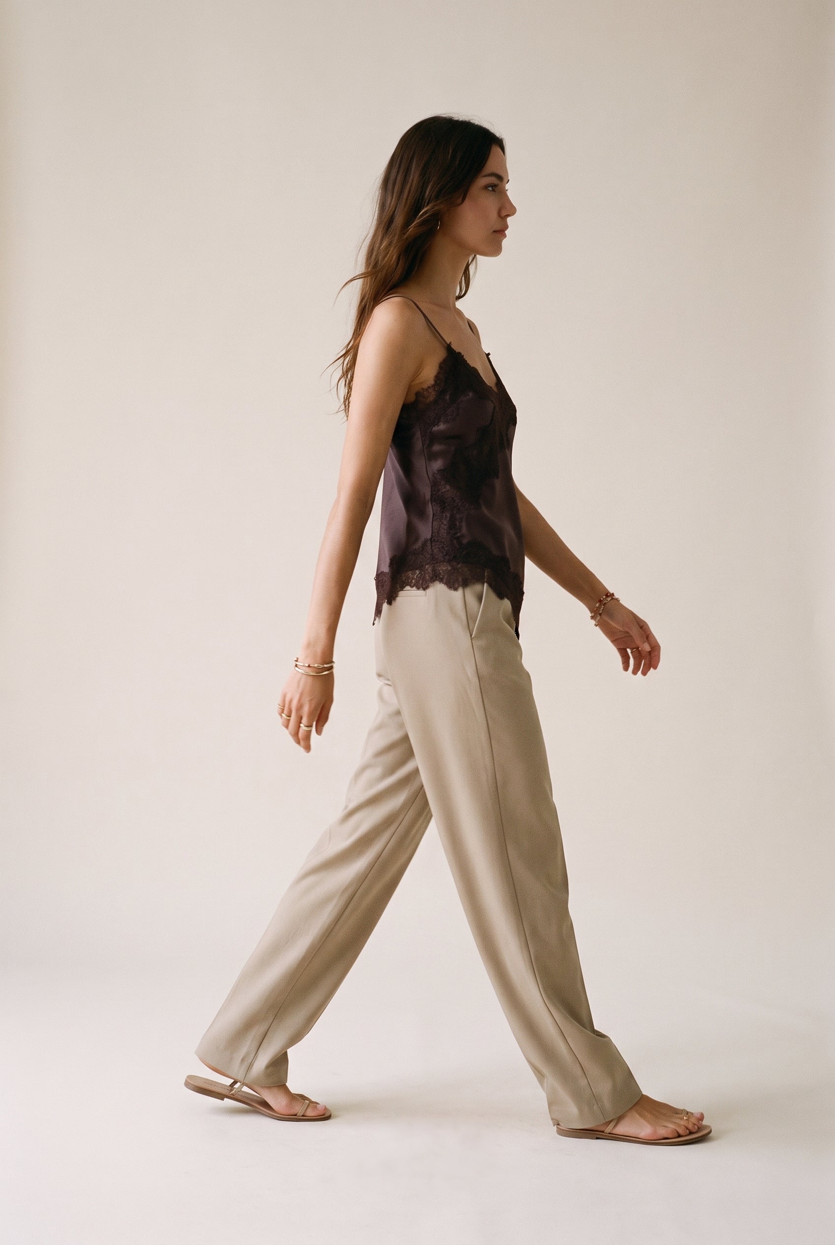 Onlindona Strap Satin Lace Top Wvn