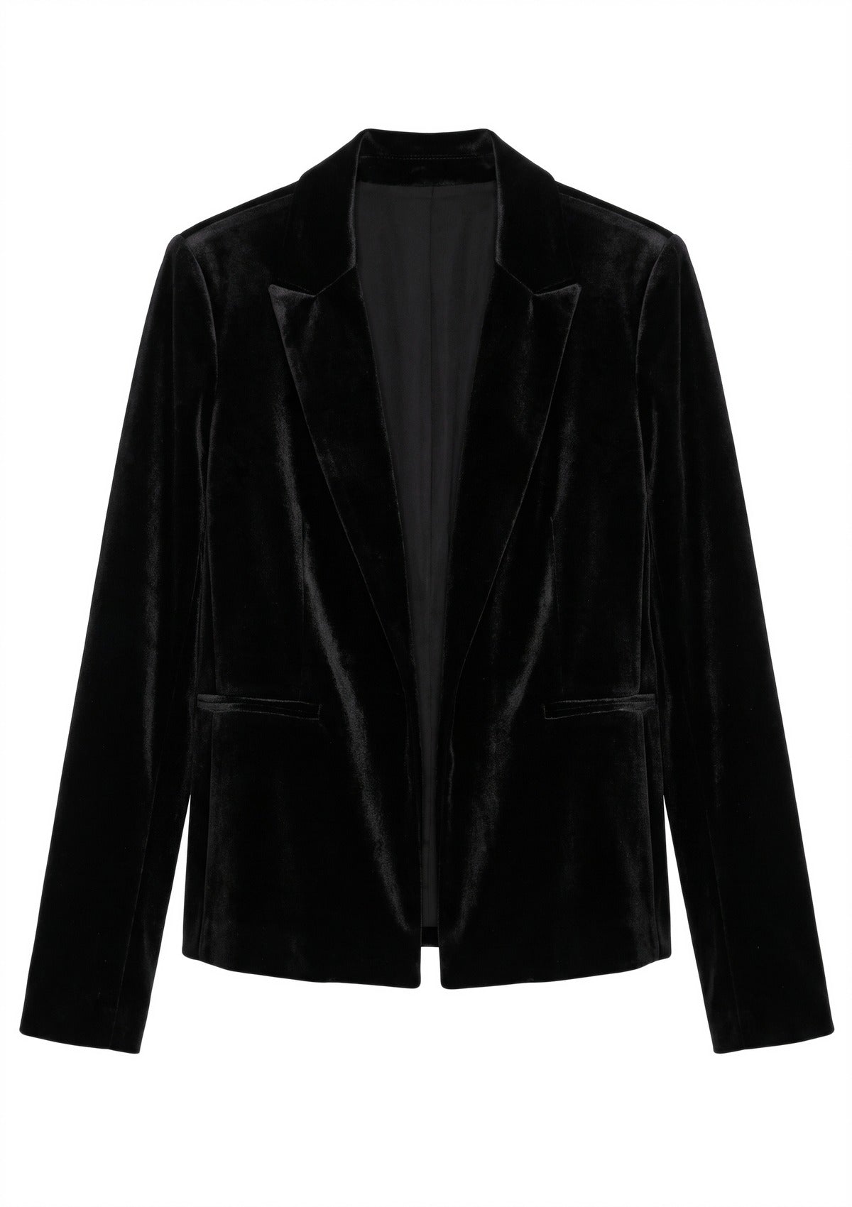 Velvet Blazer in black — flat lay on white