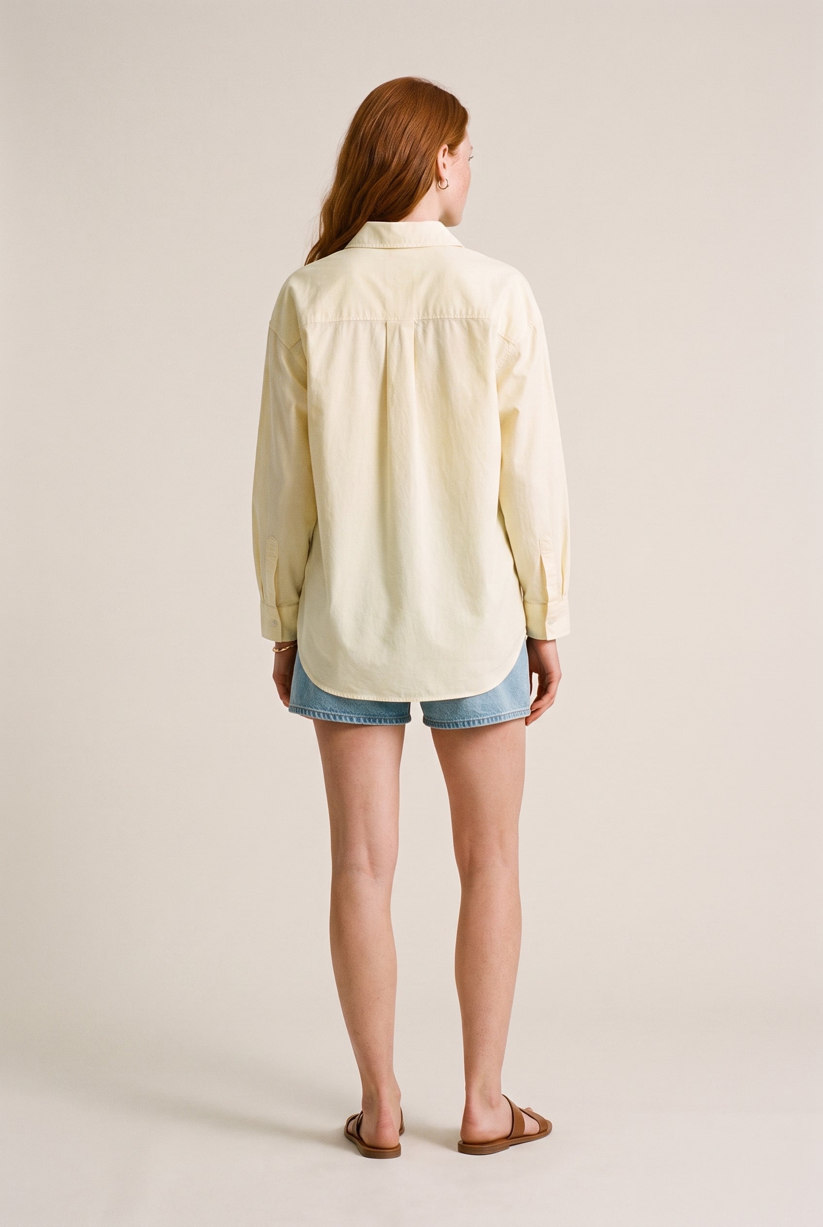 Oversized Utility Button-Up Shirt Yellow