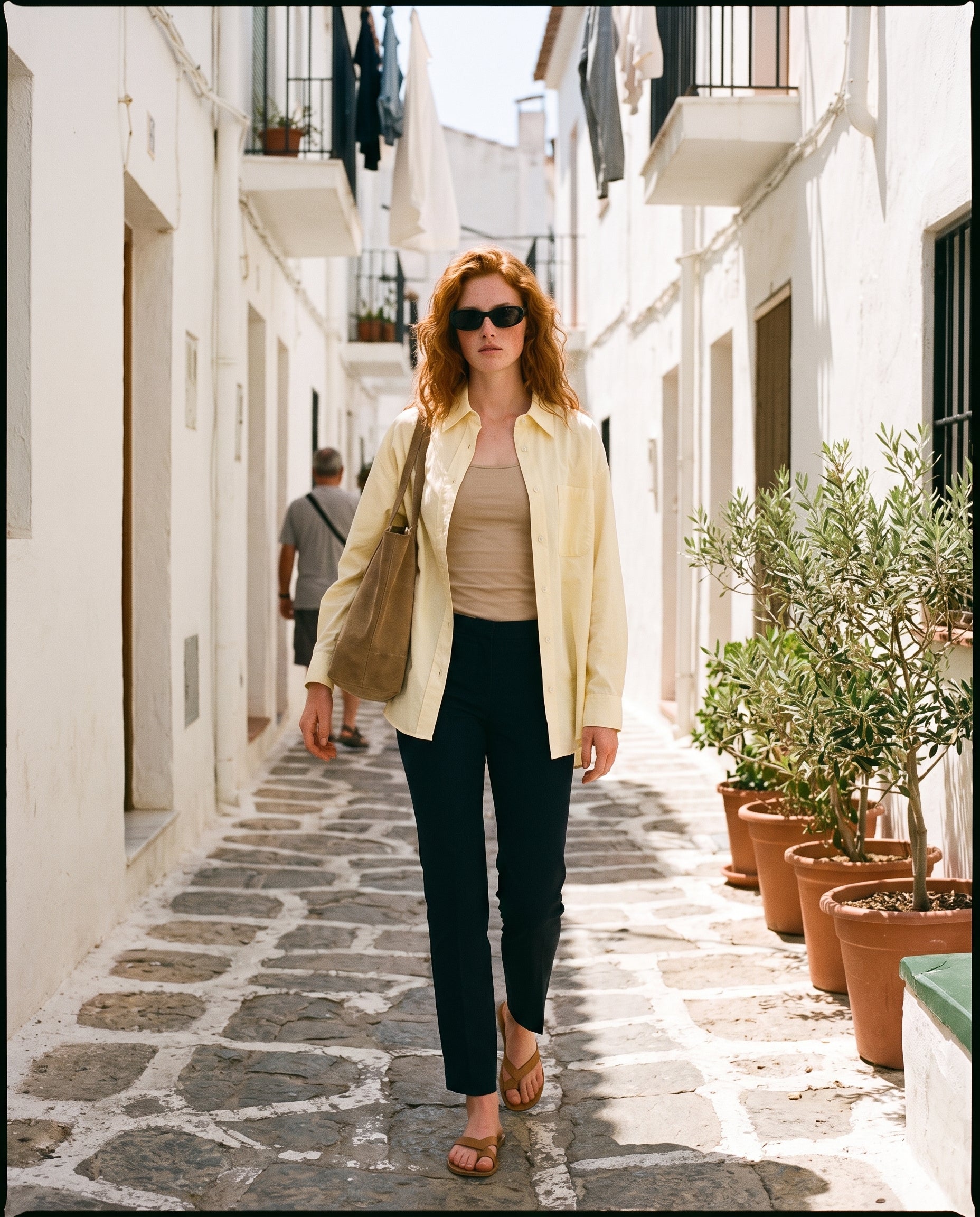 Oversized Utility Button-Up Shirt Yellow