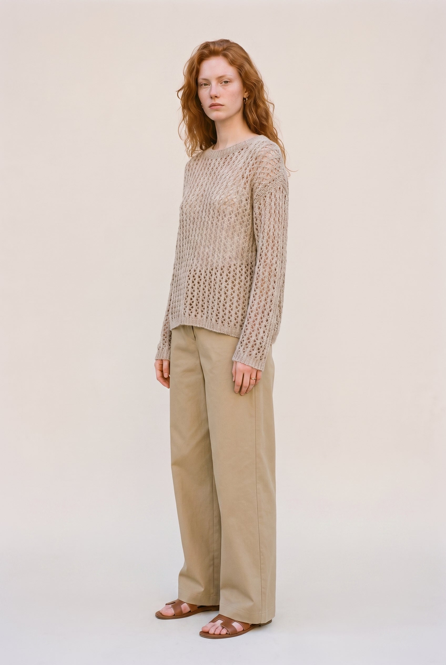 Textured Knit Sweater Beige