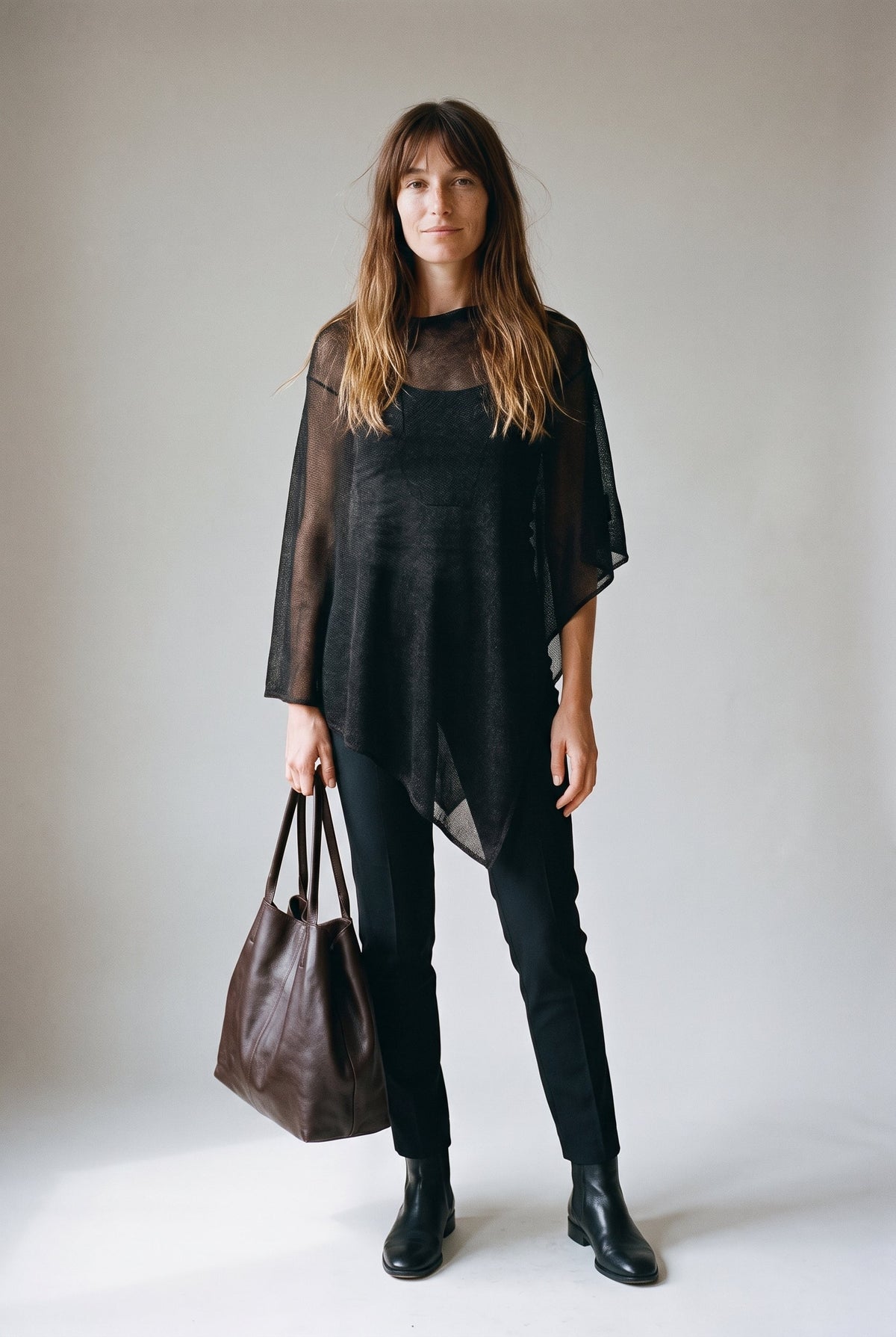 Lilia Asymmetrical Knit Poncho Top audrey