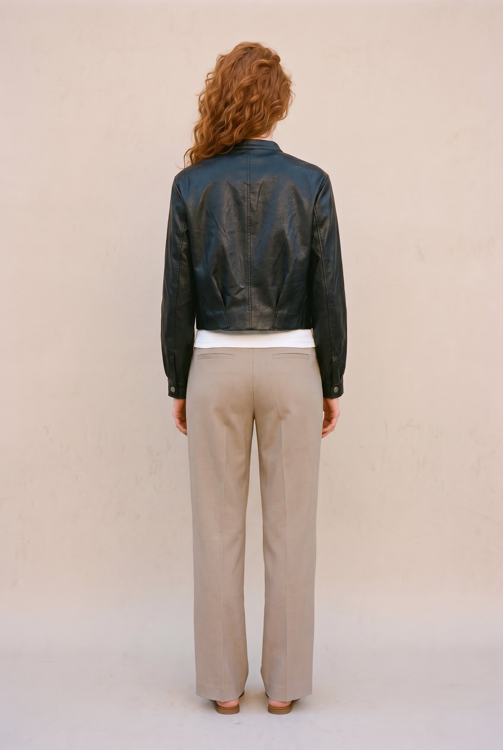 Cropped Faux Leather Jacket