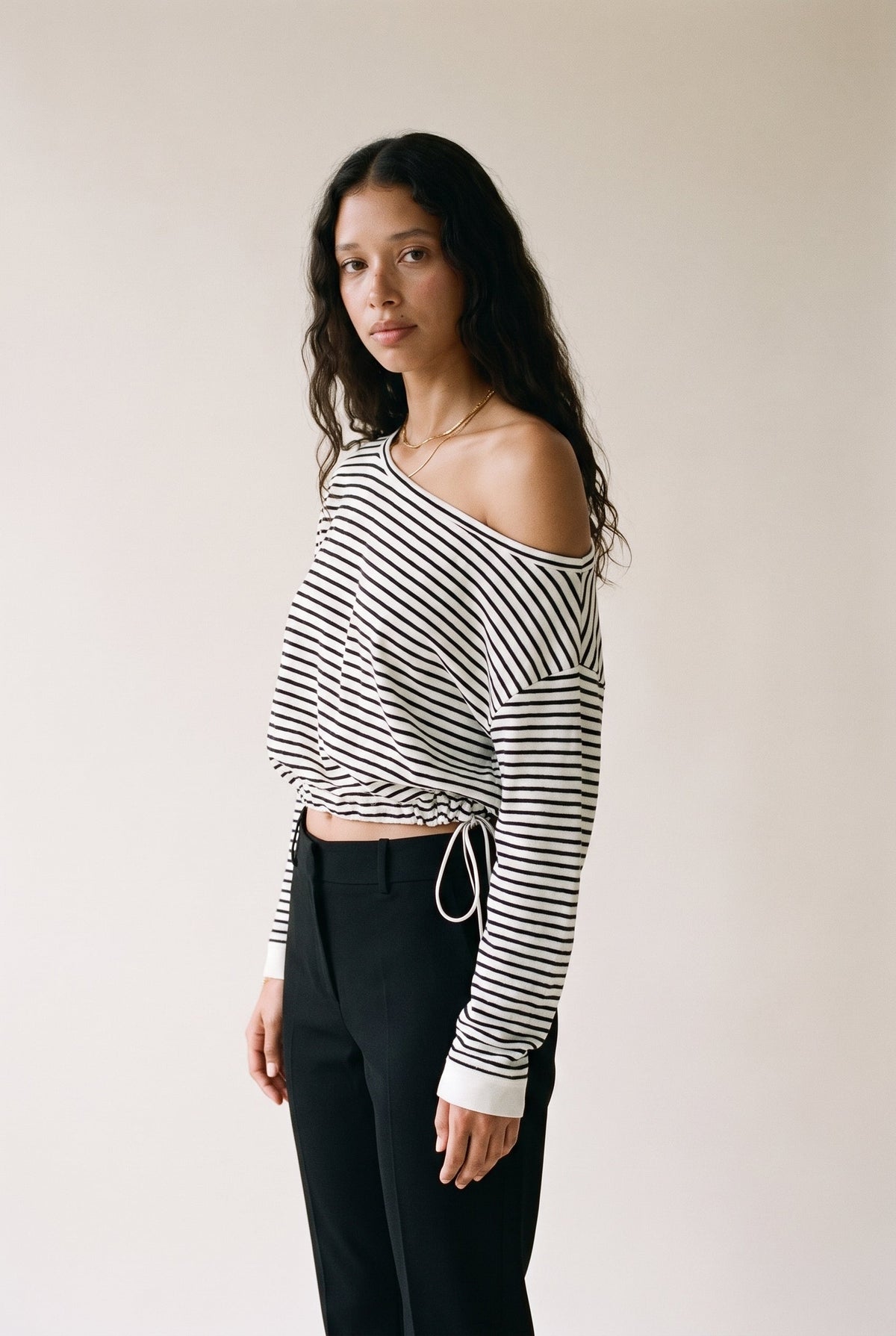 One Shoulder Long Sleeve T-Shirt Slow High