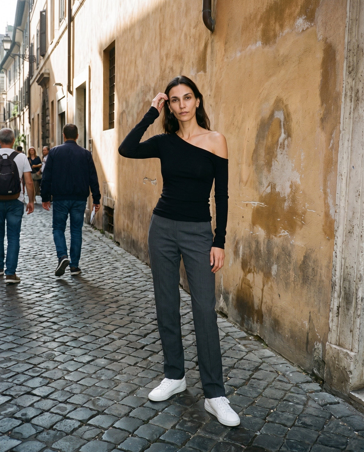 One Shoulder Long Sleeve T-Shirt Slow High