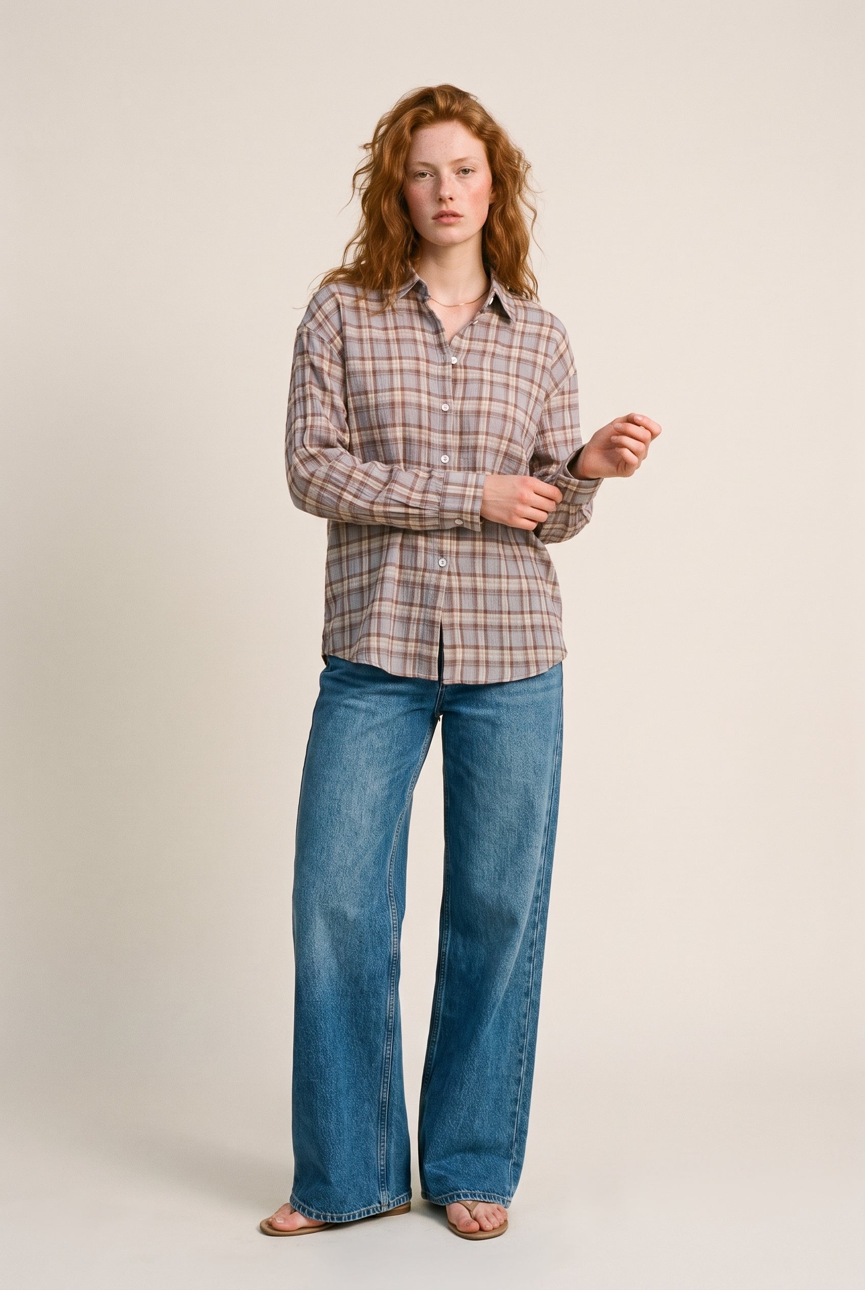 Plaid Ruffle Hem Shirt