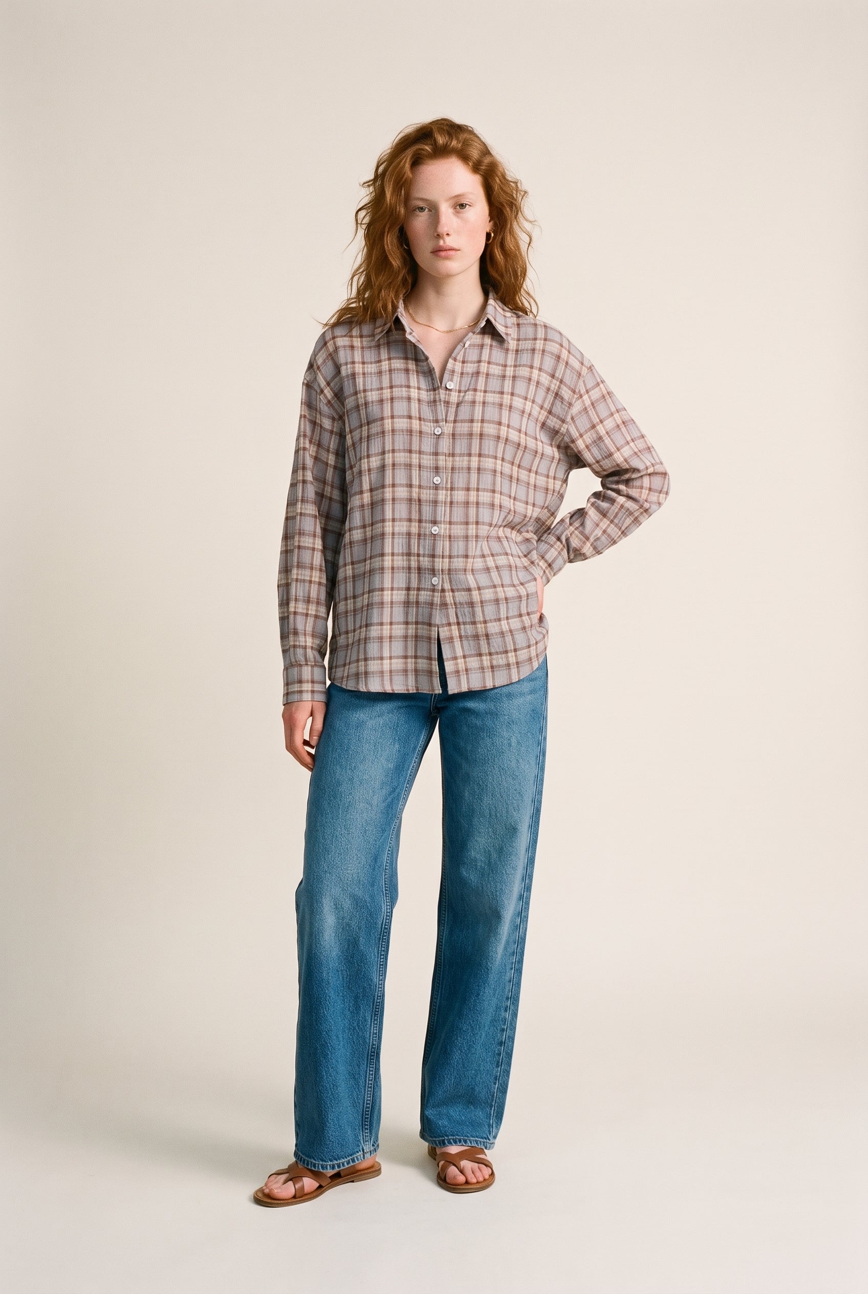 Plaid Ruffle Hem Shirt