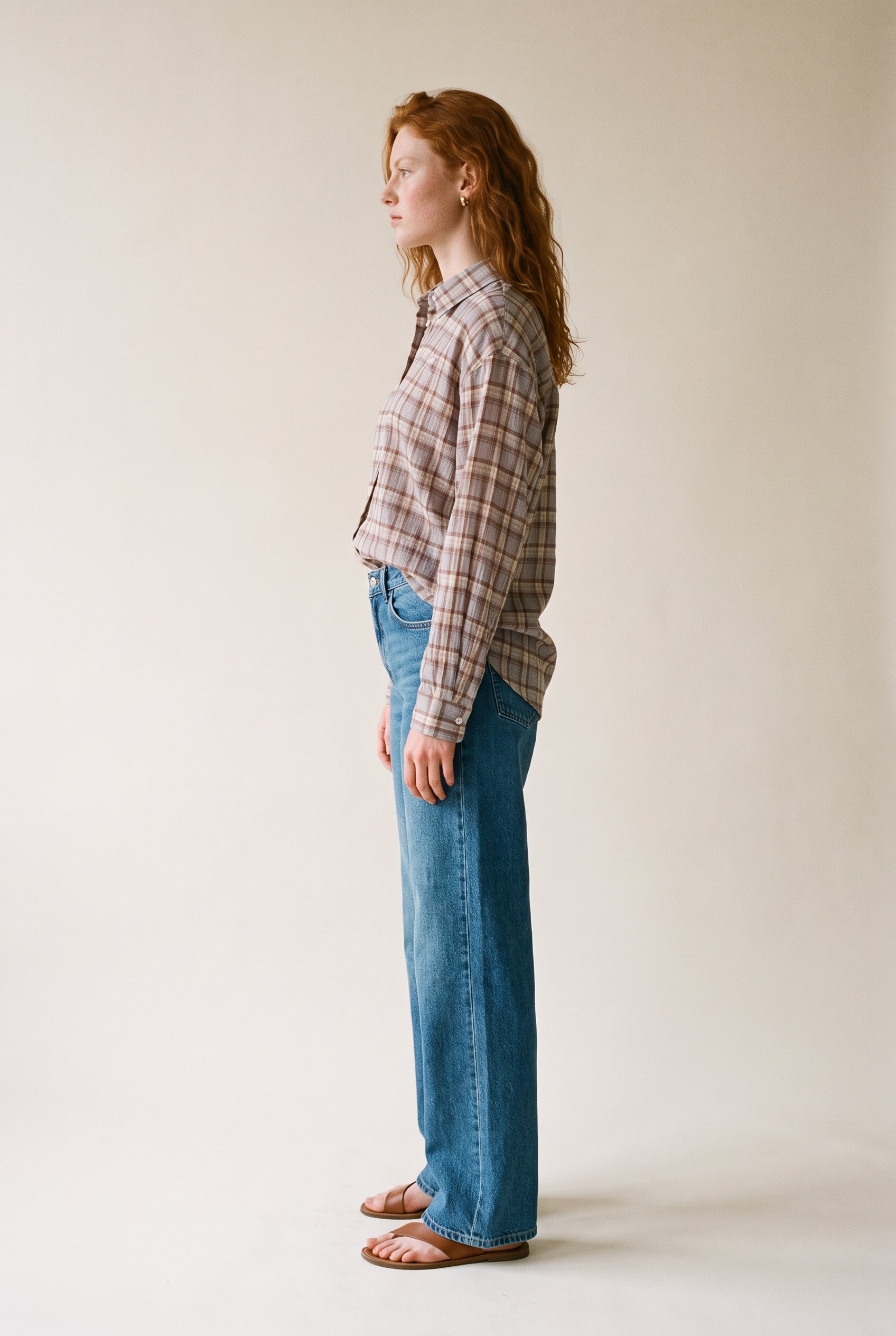 Plaid Ruffle Hem Shirt