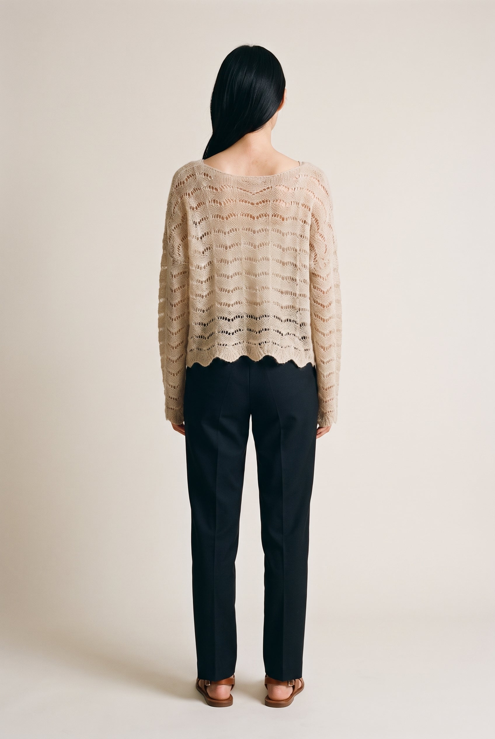 Textured Pointelle Knit Sweater