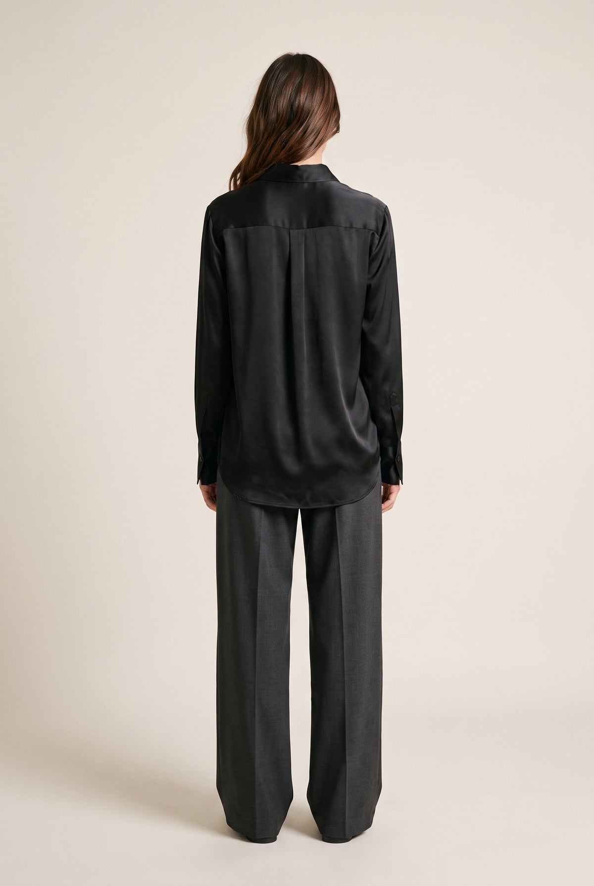 Relaxed Satin Button-Up Shirt