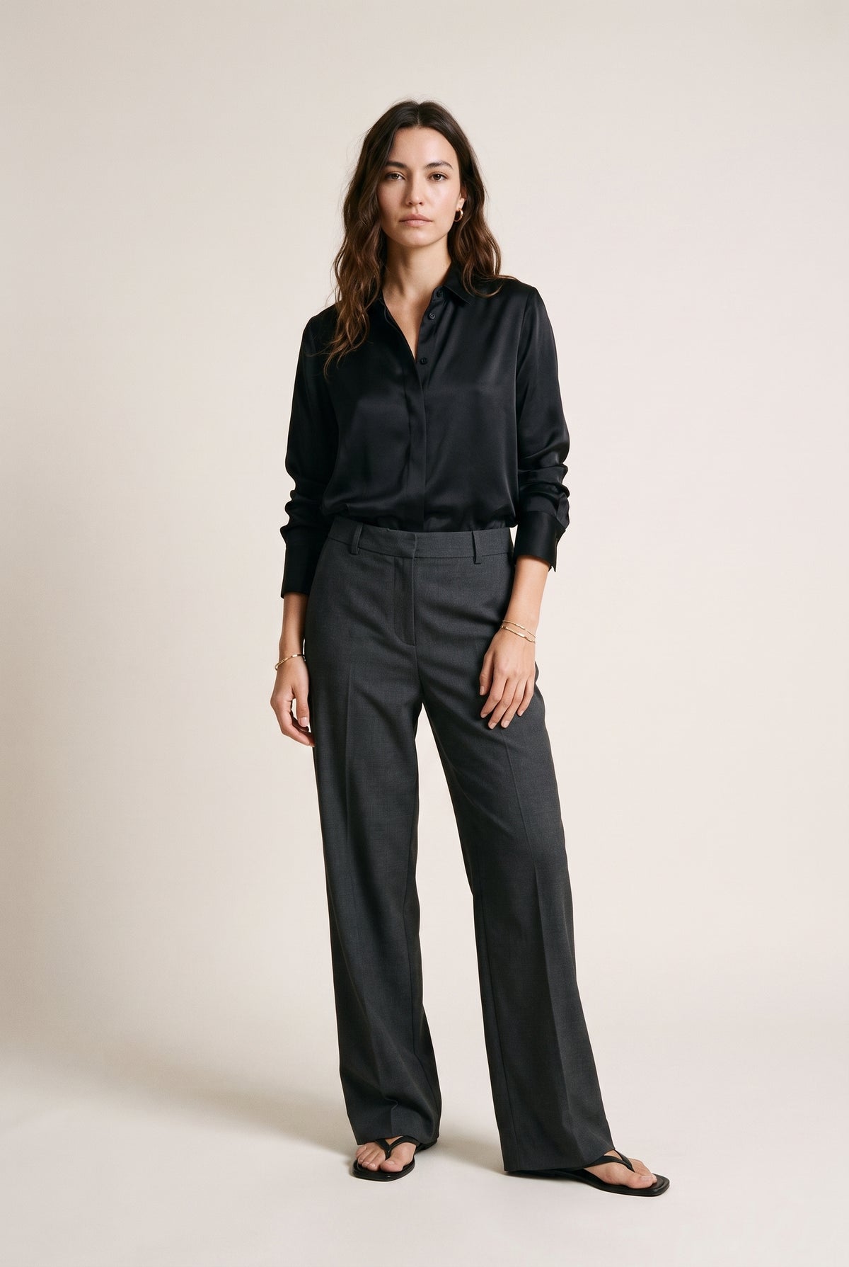Relaxed Satin Button-Up Shirt