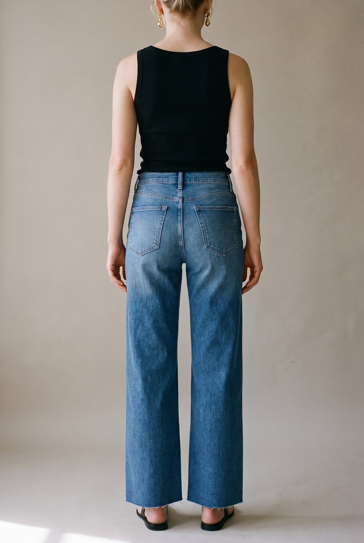 High Rise Clean Stretch Dad Jean Medium Dark