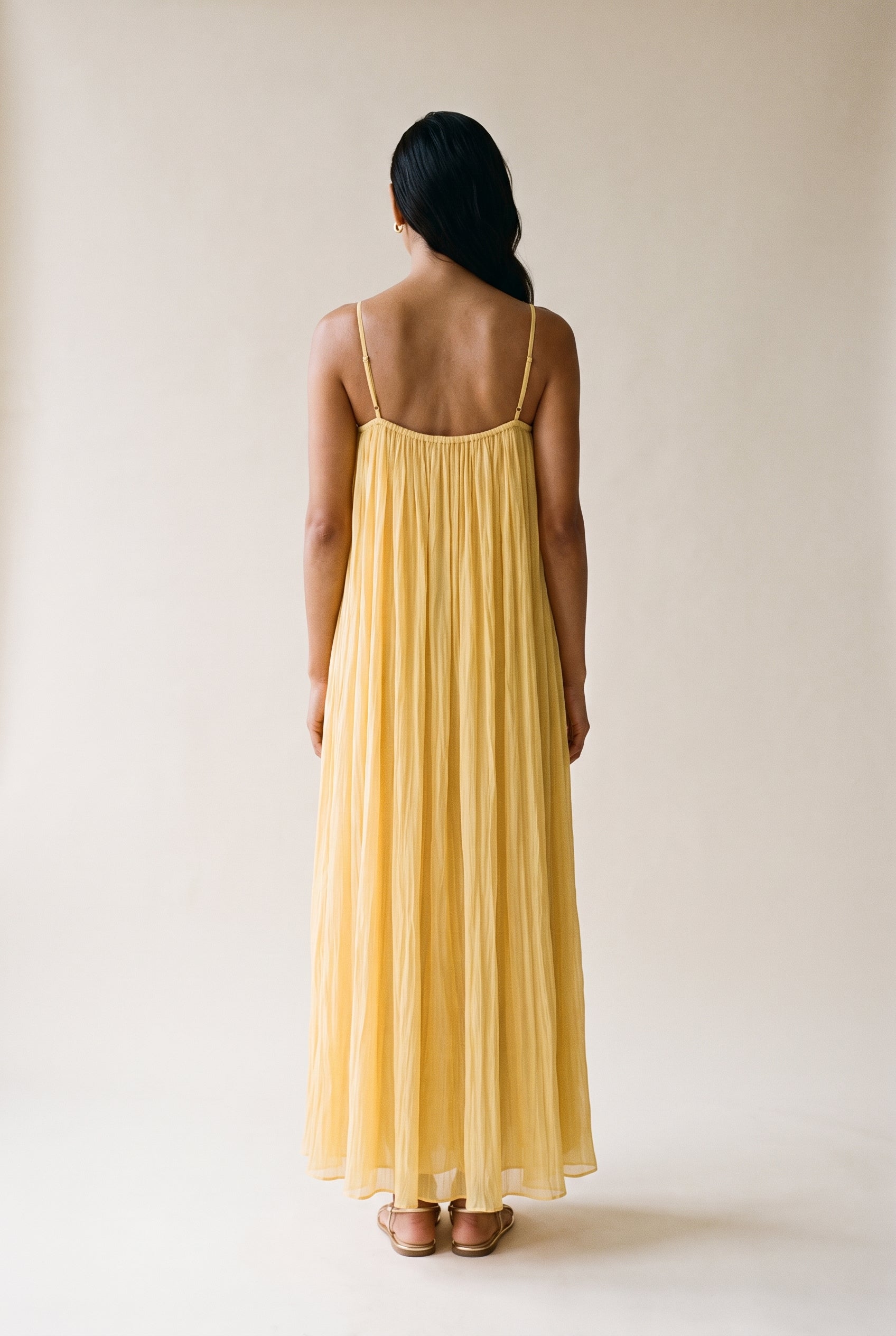 Strapless Linen Maxi Dress Yellow
