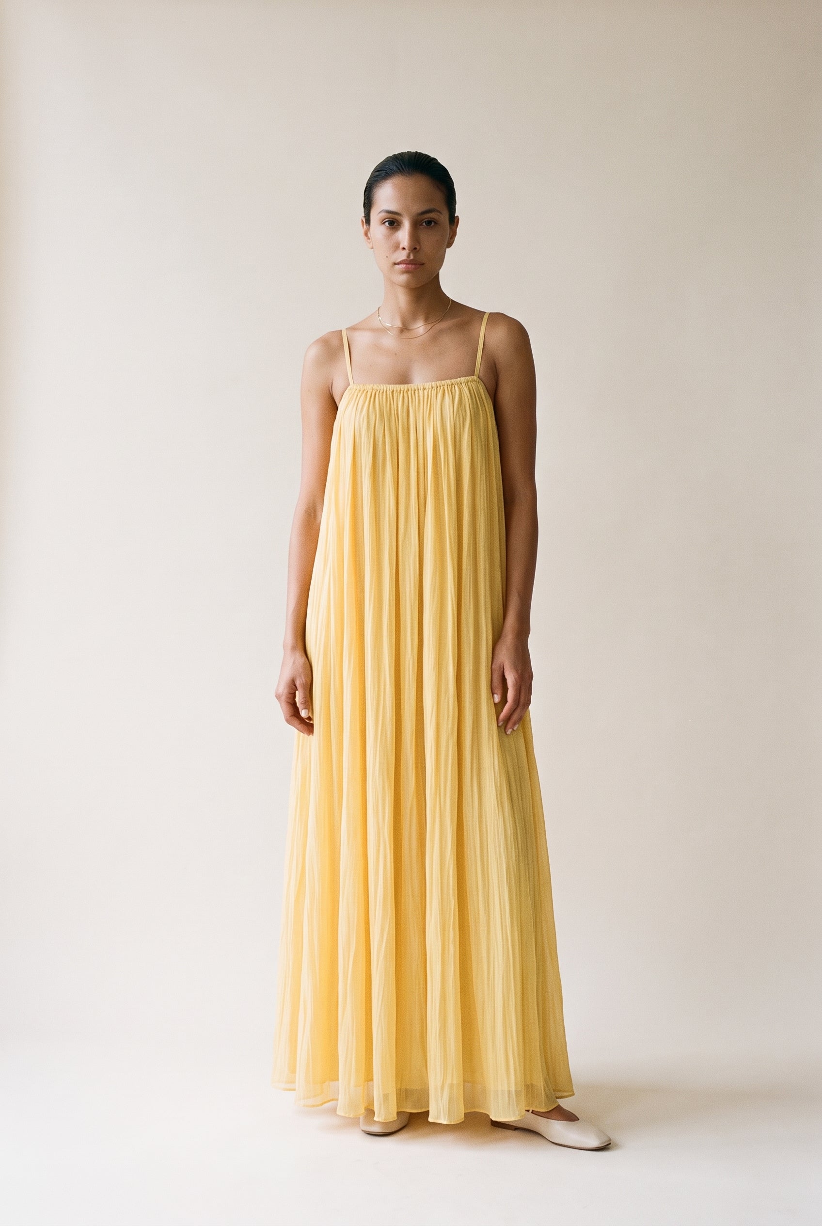 Strapless Linen Maxi Dress Yellow