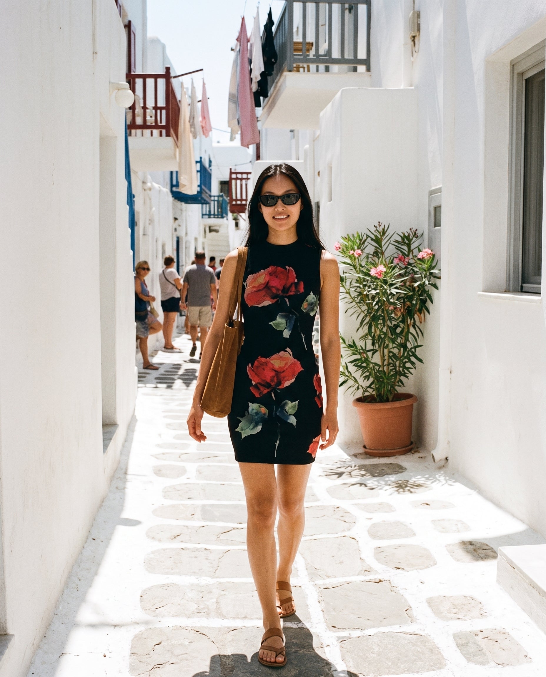 Mesh Print A Line Mini Dress Black Floral