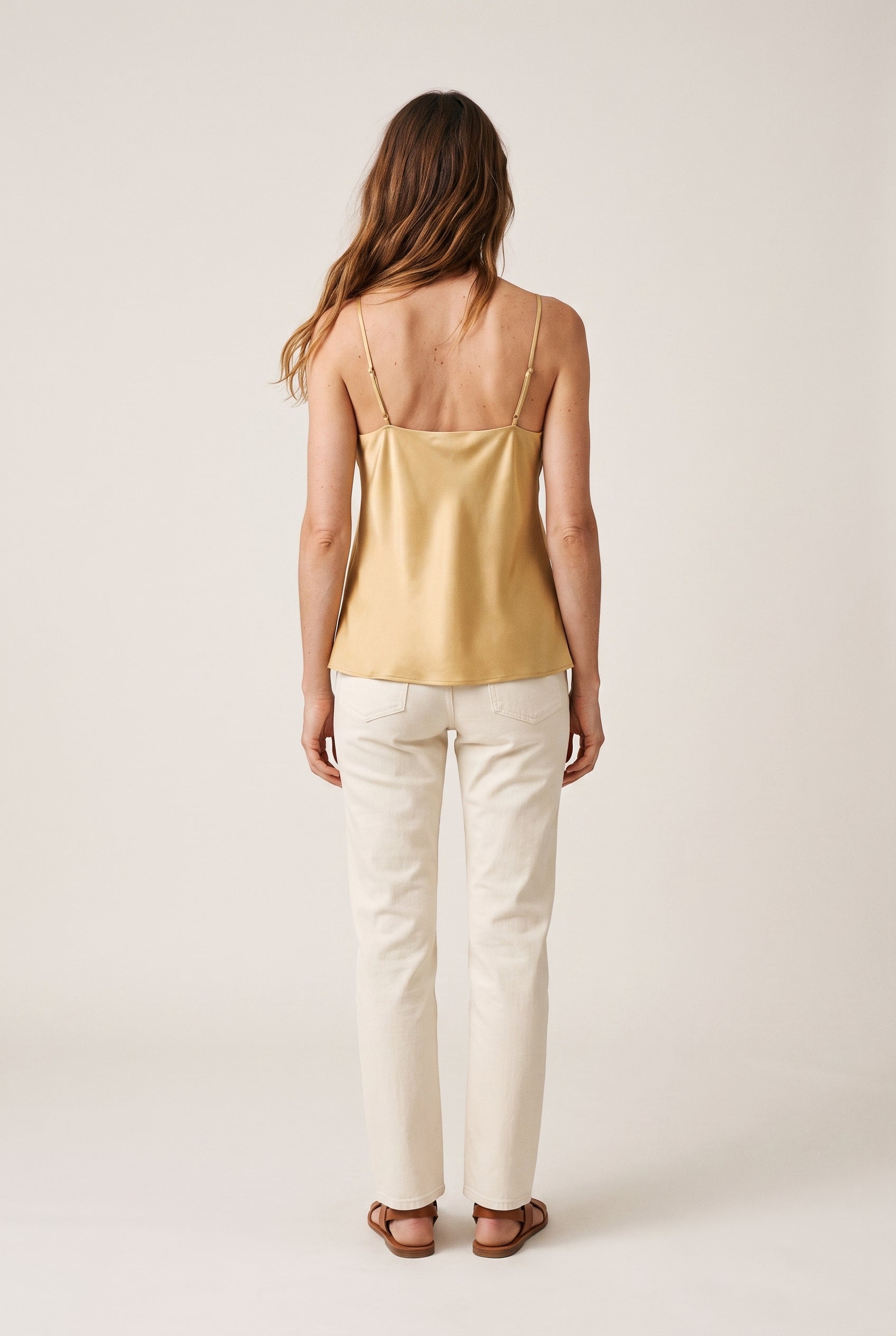 Adjustable Strap V Neck Tank Top Mustard Seed