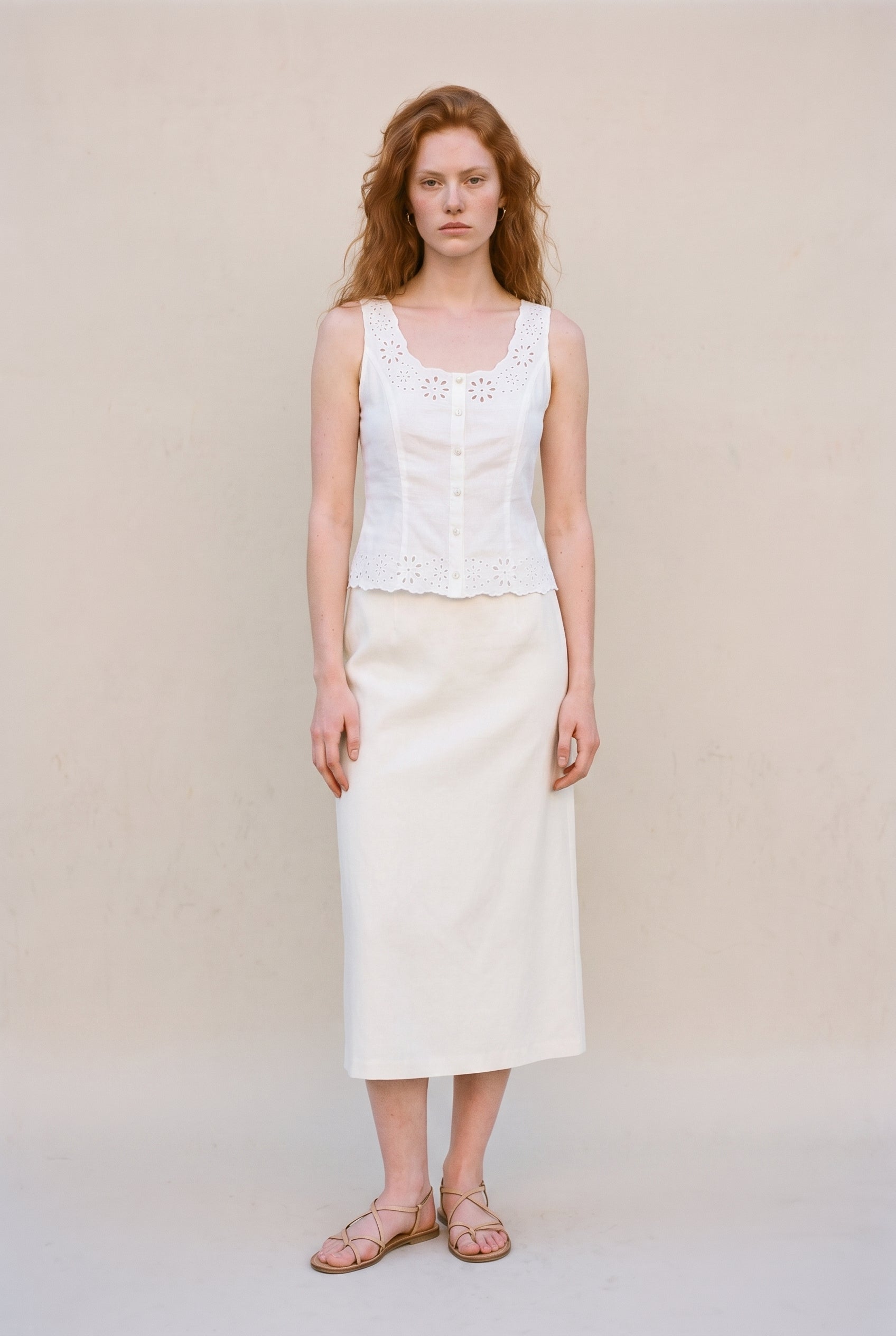 Eyelet Sleeveless Top